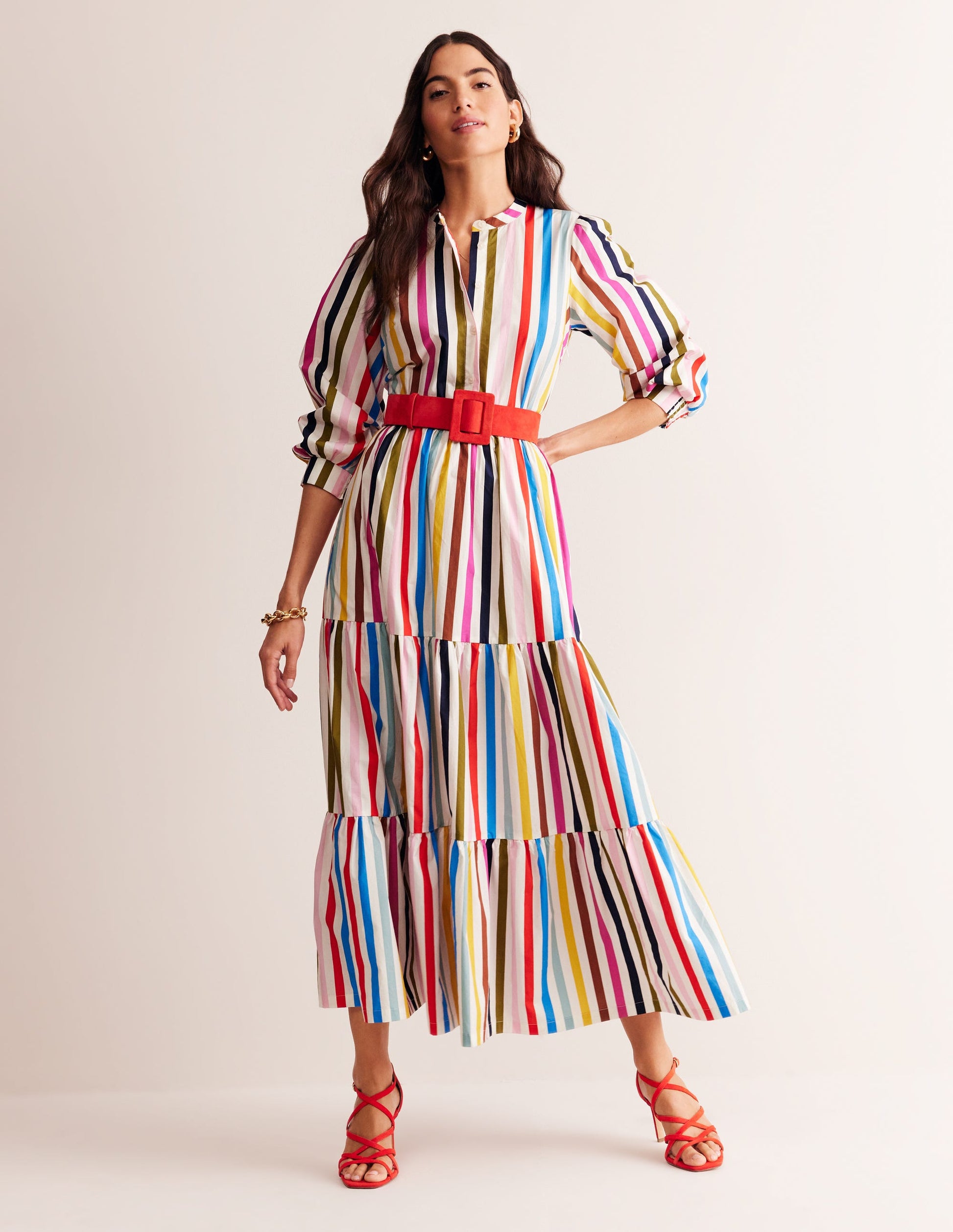 Alba Tiered Cotton Maxi Dress-Multistripe-6