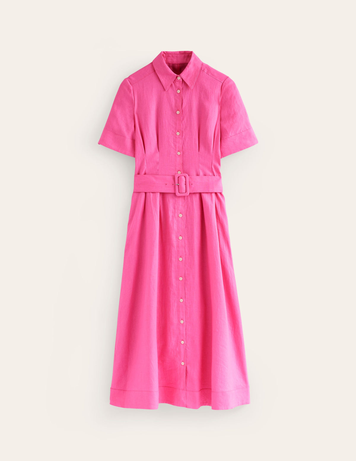 Louise Linen Midi Shirt Dress-Sangria Sunset - Image 5
