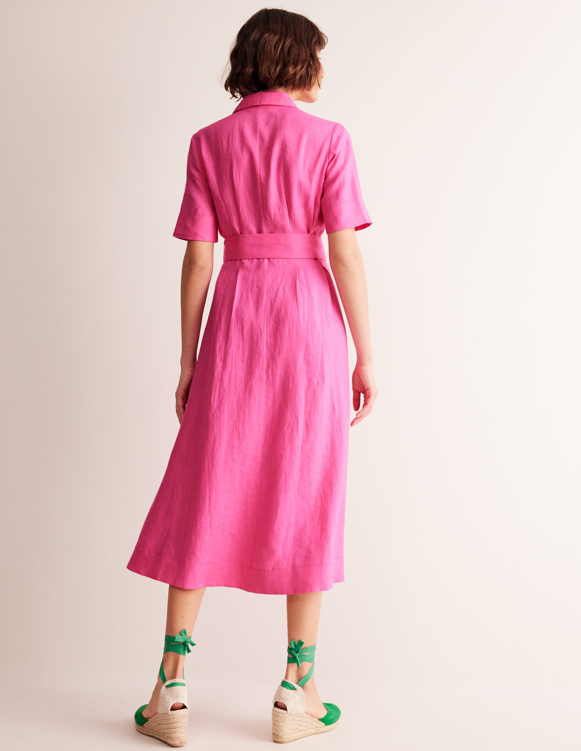 Louise Linen Midi Shirt Dress-Sangria Sunset - Image 3