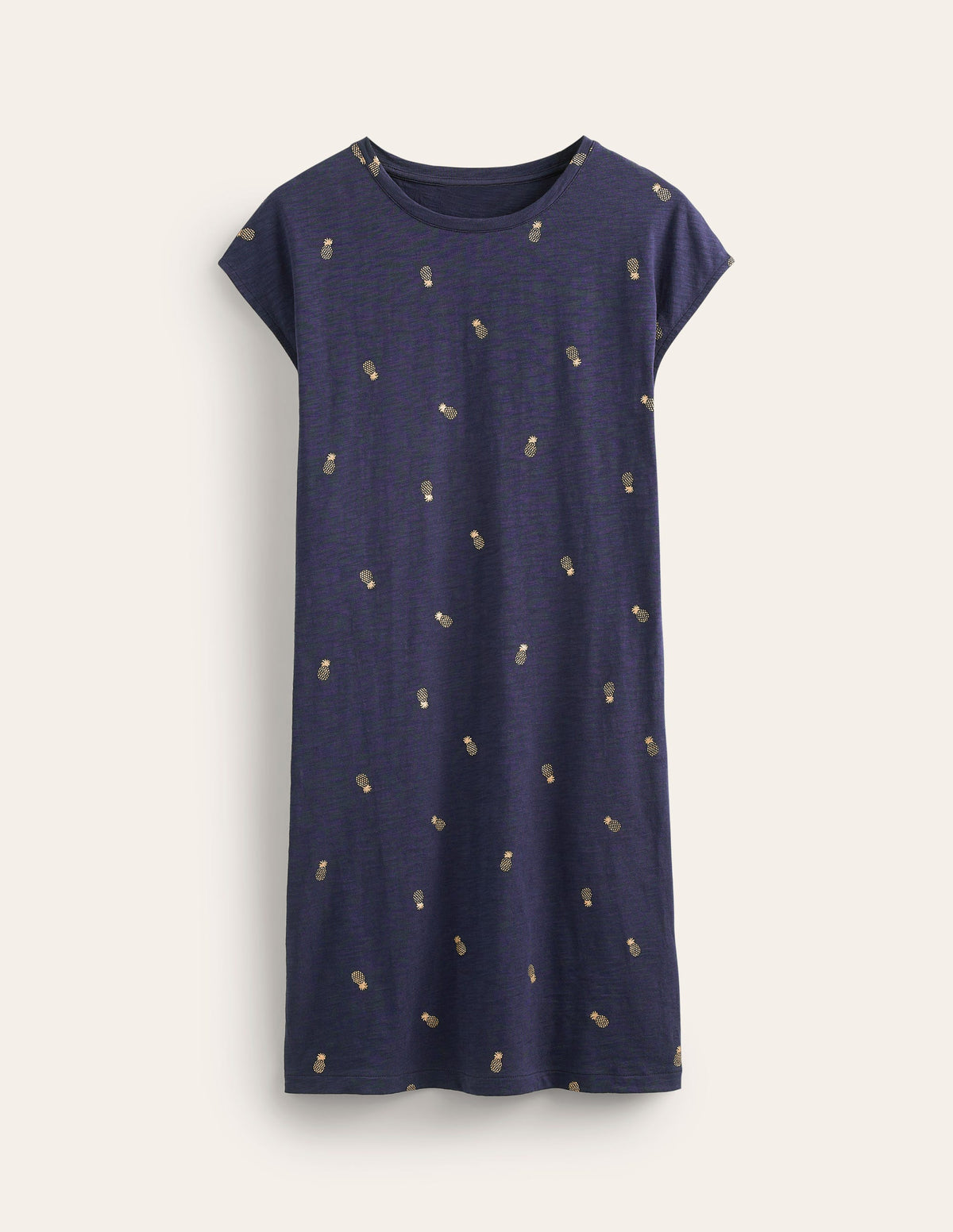 Leah Jersey T-shirt Dress-French Navy, Pineapple Foil-6