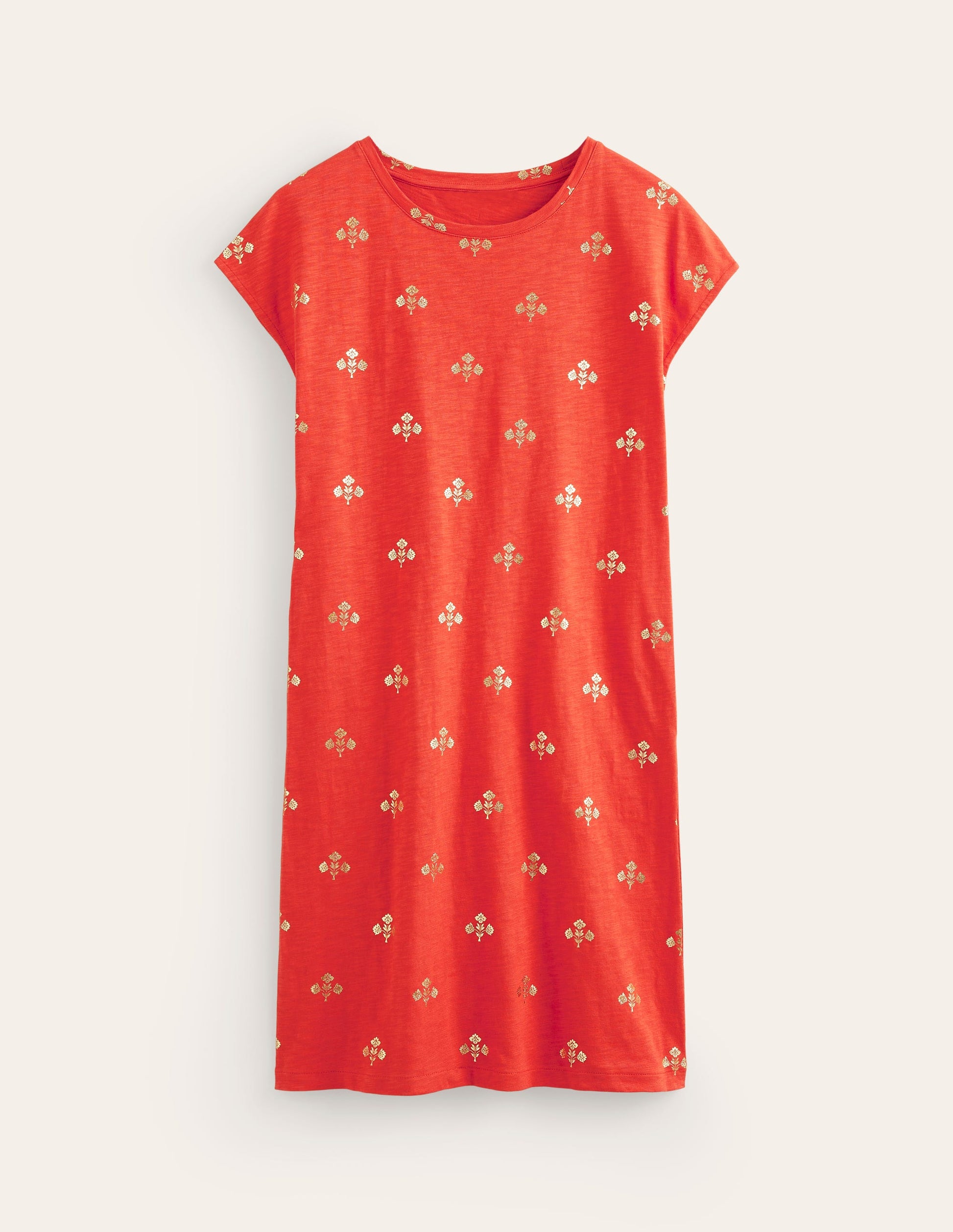 Leah Jersey T-shirt Dress-Flame Scarlet, Passion Stem-5