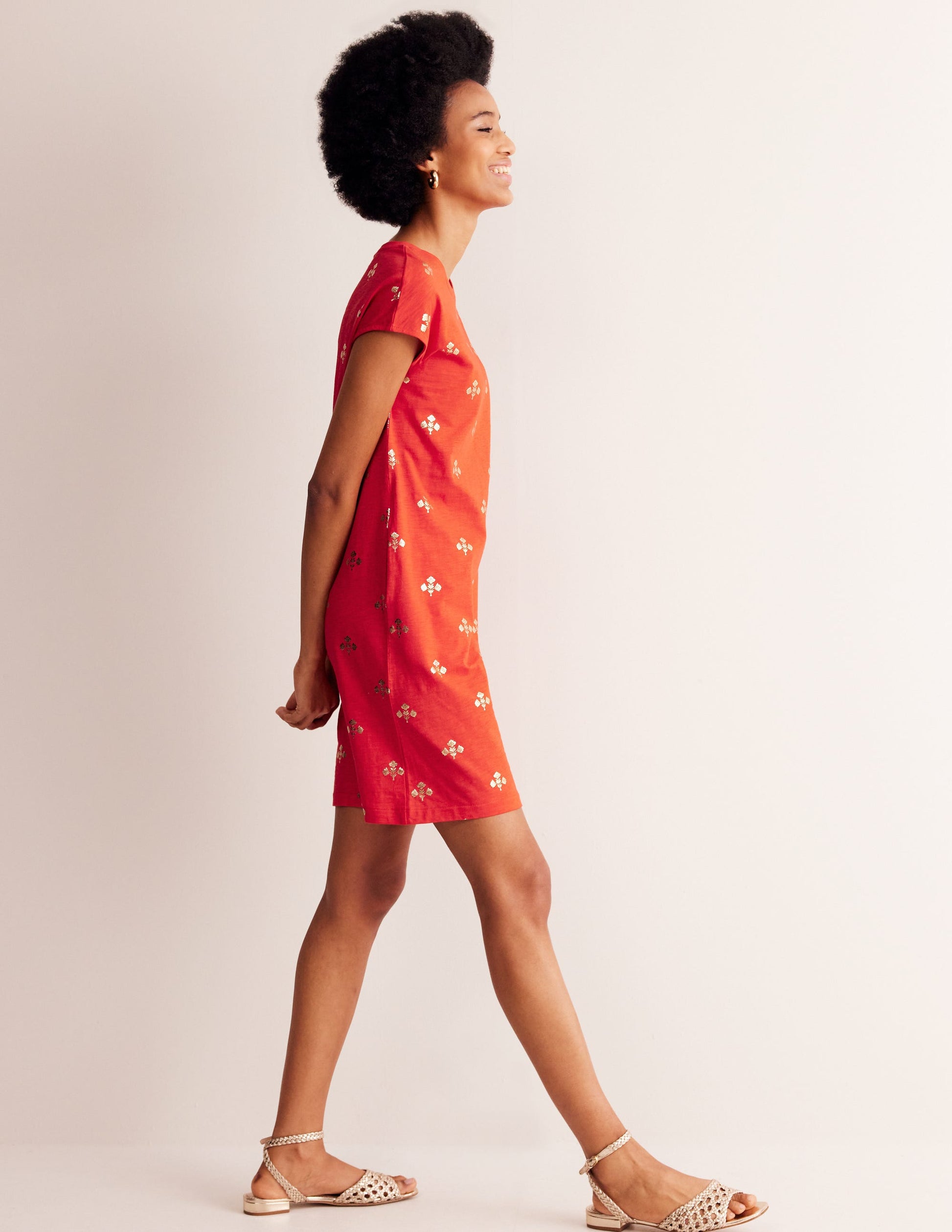 Leah Jersey T-shirt Dress-Flame Scarlet, Passion Stem-4