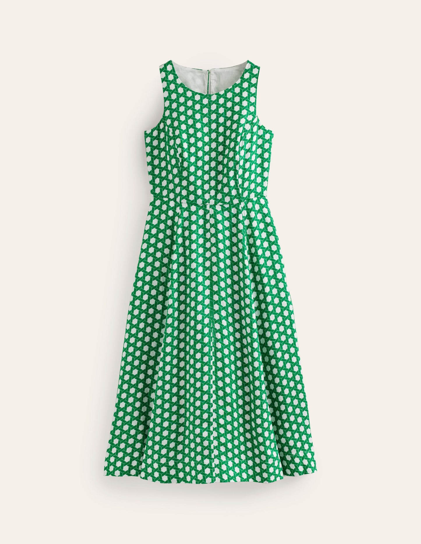 Carla Linen Midi Dress-Green Tambourine, Geo