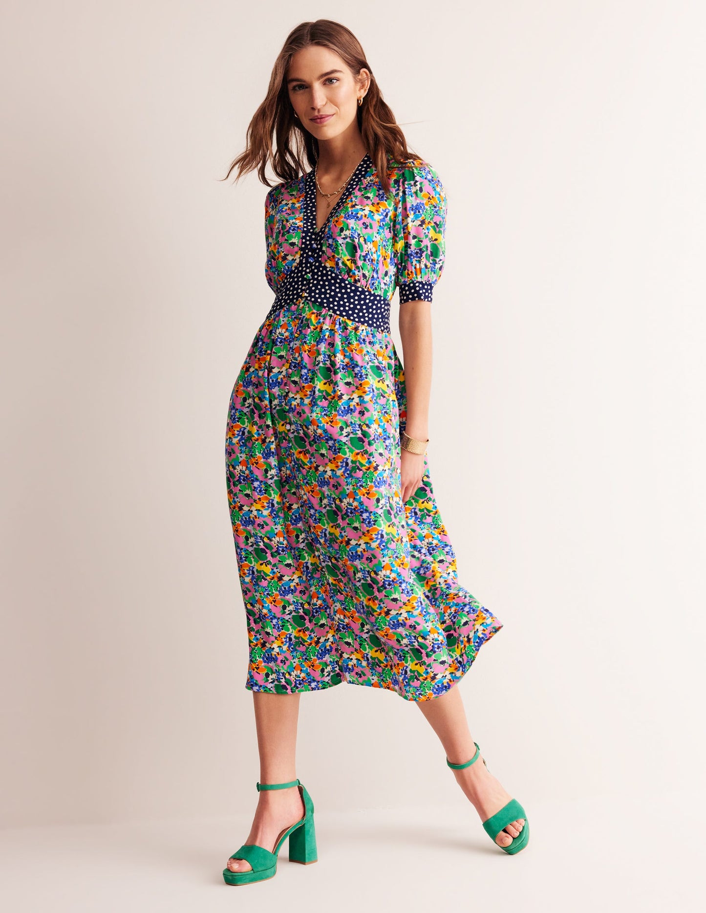 Elsa Midi Tea Dress-Cashmere Rose, Wild Poppy