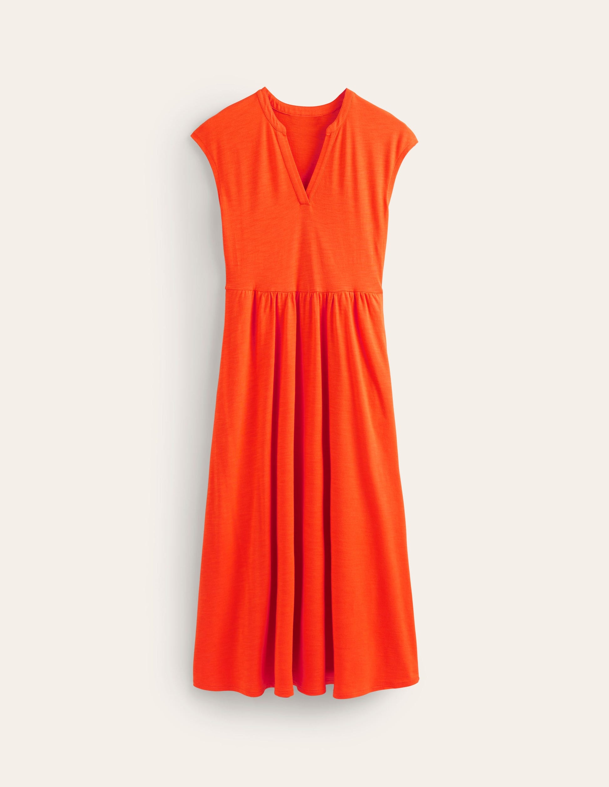 Chloe Notch Jersey Midi Dress-Mandarin Orange-5