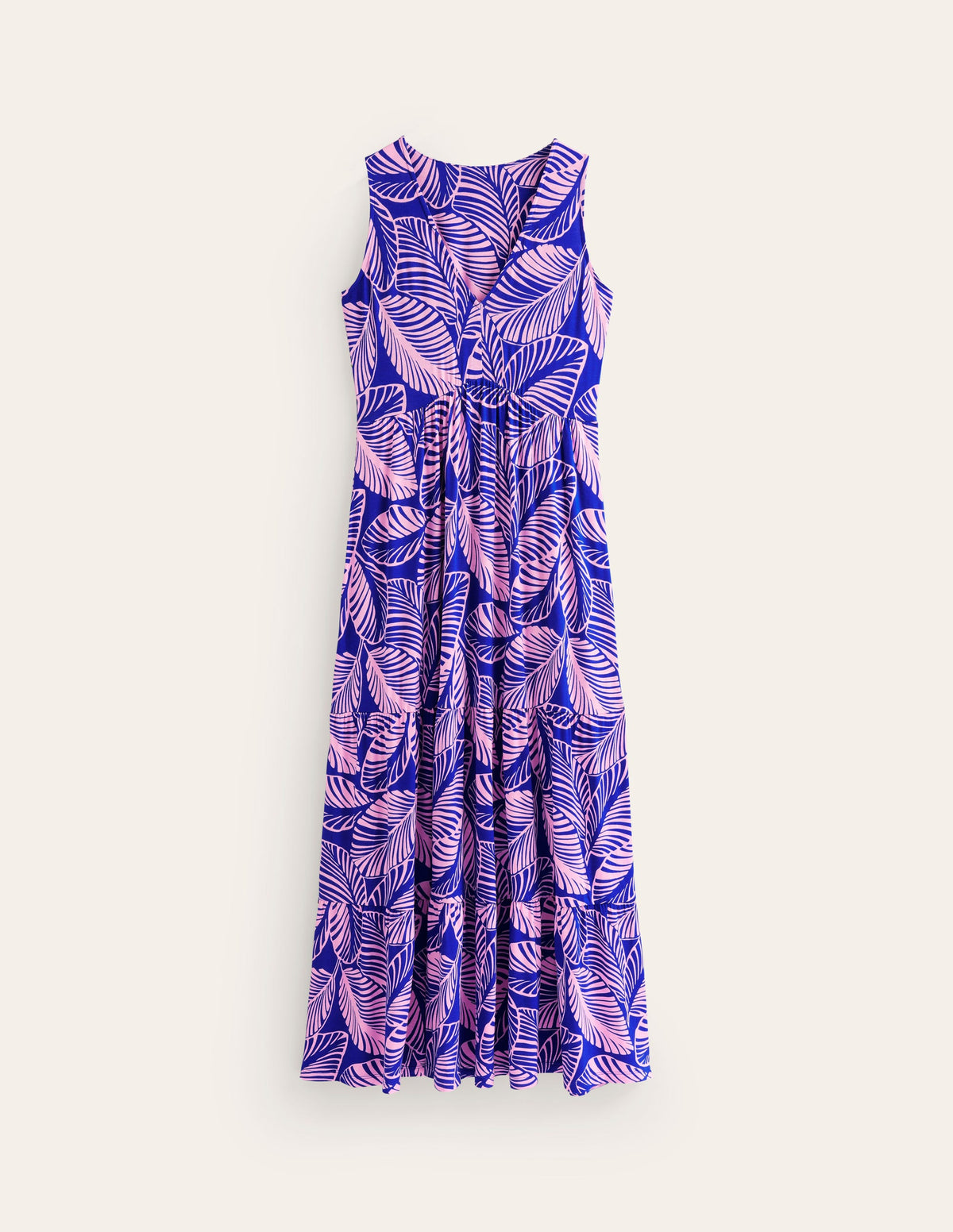 Sylvia Jersey Maxi Tier Dress-Surf The Web, Calathea Leaf - Image 5