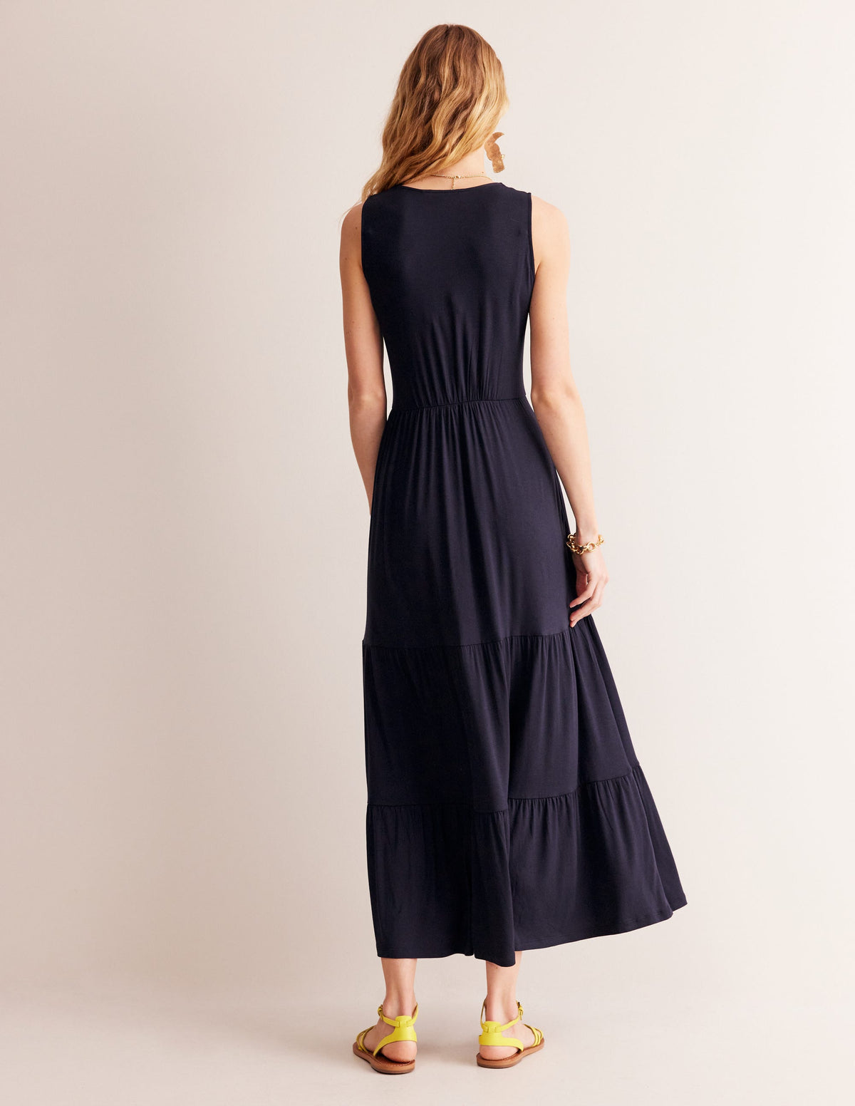 Sylvia Jersey Maxi Tier Dress-Navy-3