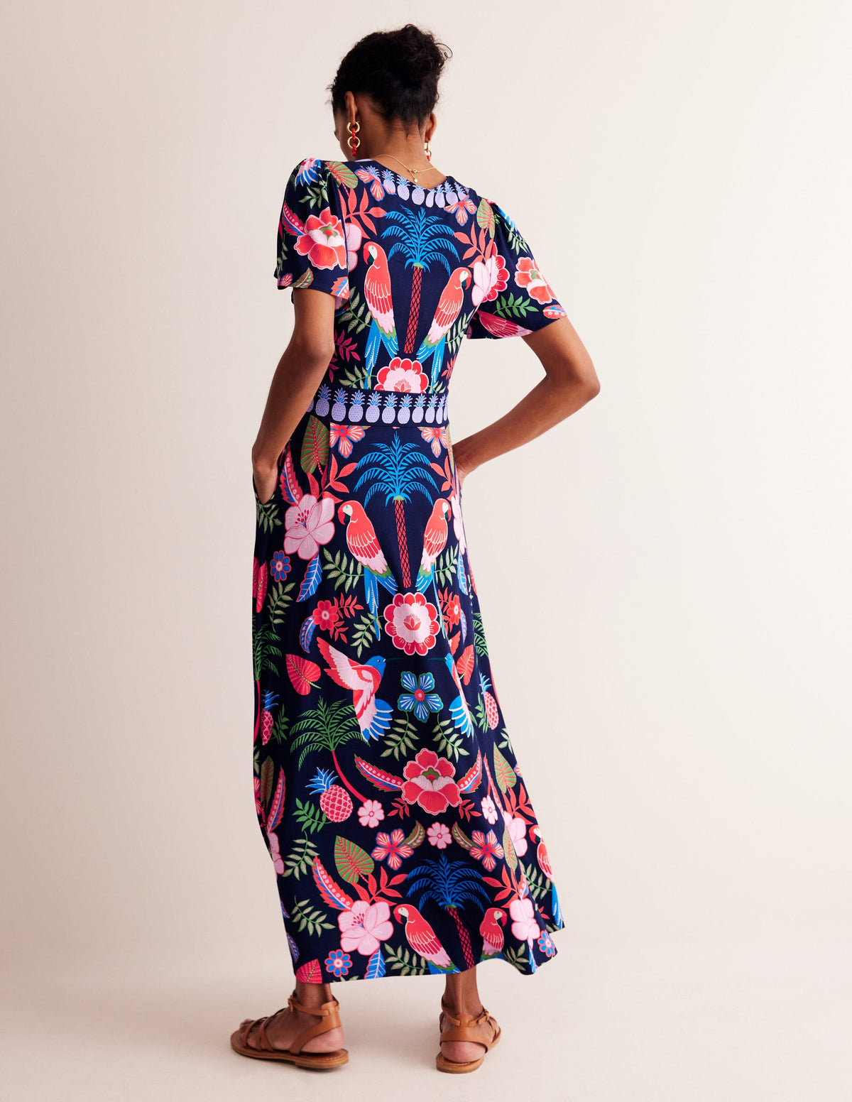 Ellie Flutter Maxi Tea Dress-Multi, Tropic Parrot - Image 4