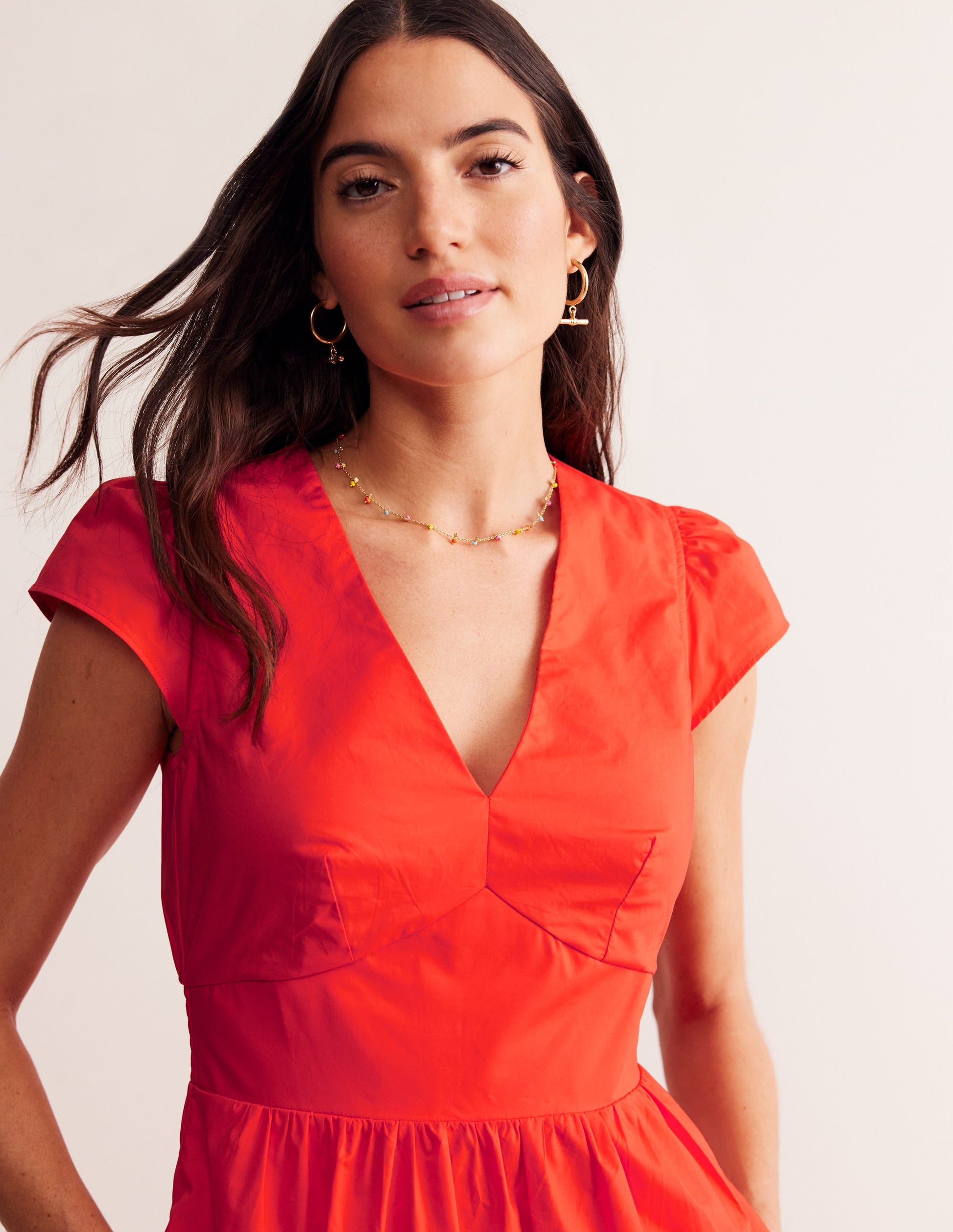 May Cotton Midi Tea Dress-Mandarin Orange-2