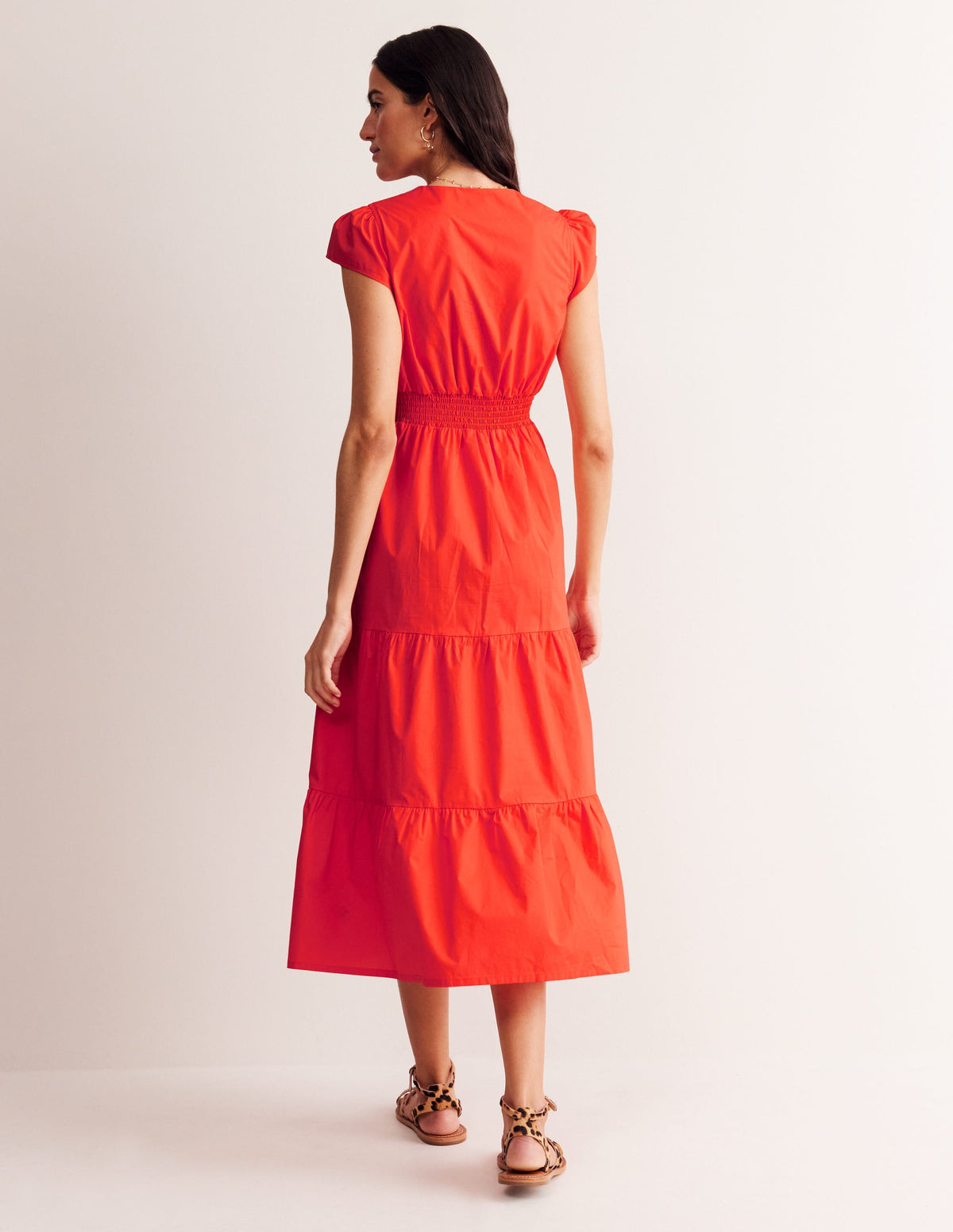 May Cotton Midi Tea Dress-Mandarin Orange - Image 3