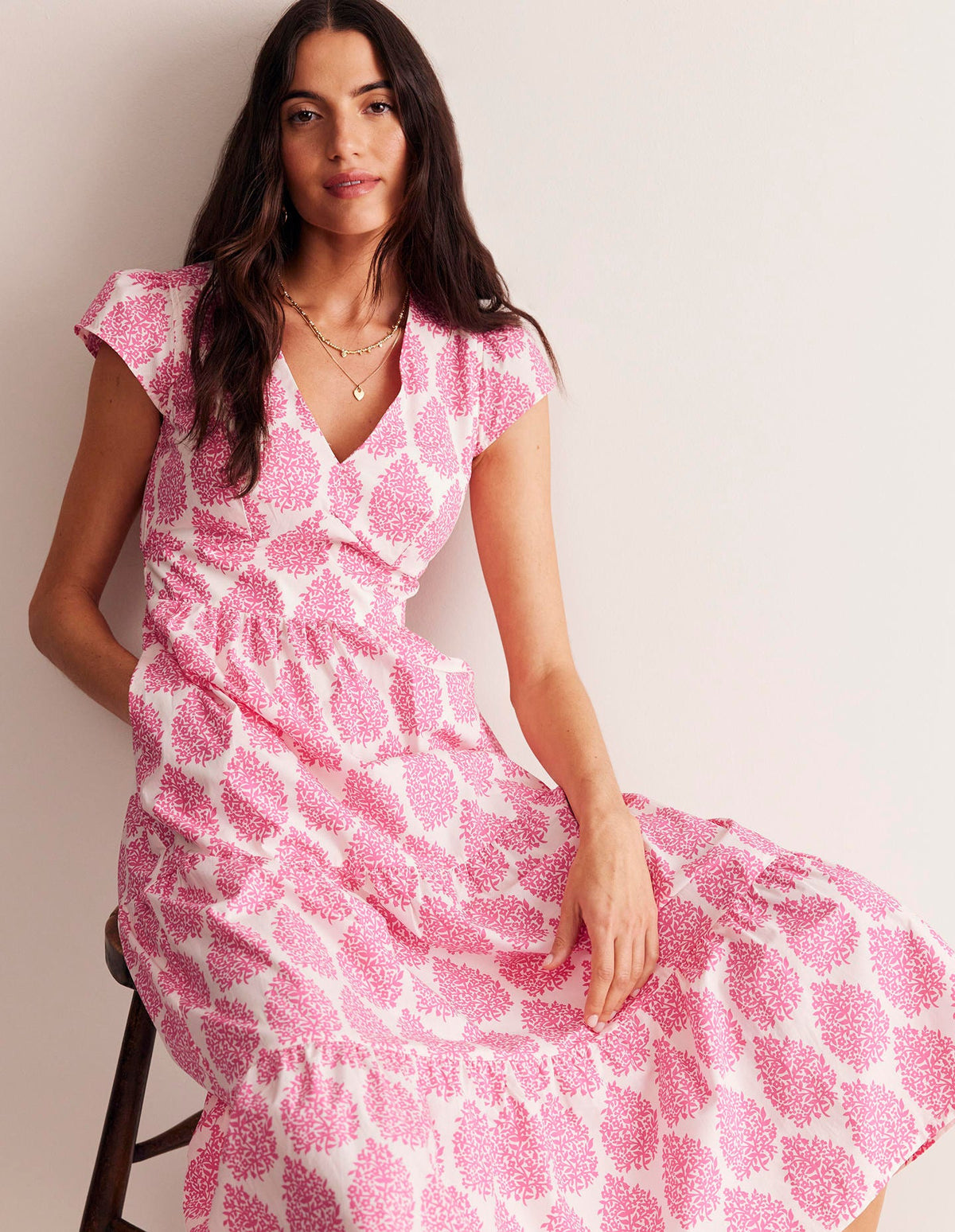 May Cotton Midi Tea Dress-Sangria Sunset, Floret - Image 4