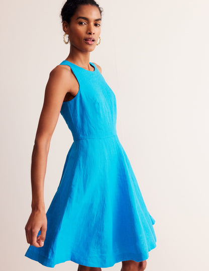 Carla Linen Short Dress-Brilliant Blue-2
