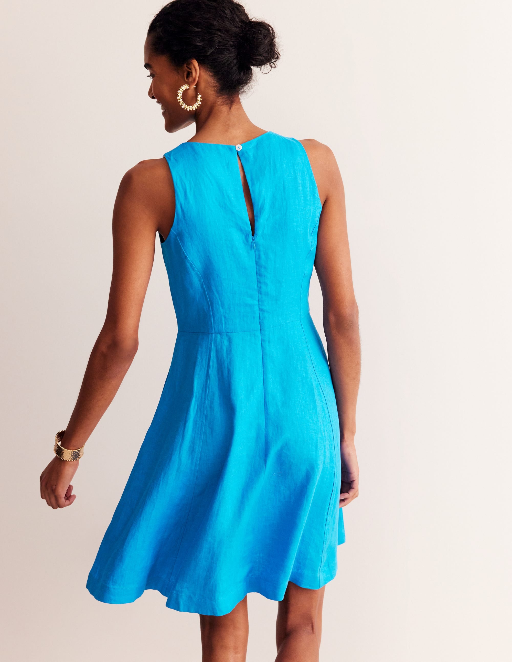 Carla Linen Short Dress-Brilliant Blue - Image 3