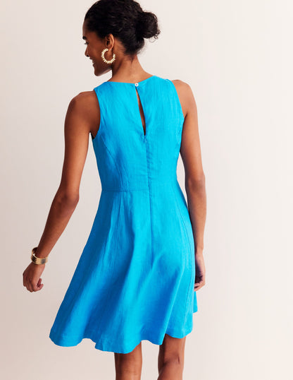 Carla Linen Short Dress-Brilliant Blue-3