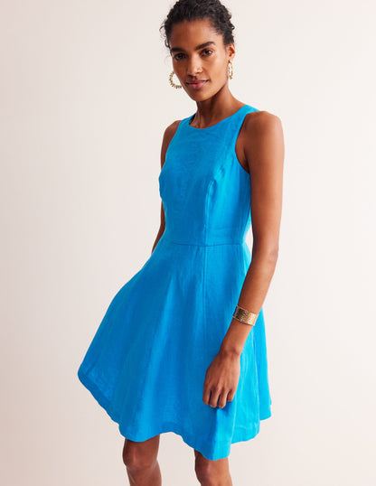Carla Linen Short Dress-Brilliant Blue-4