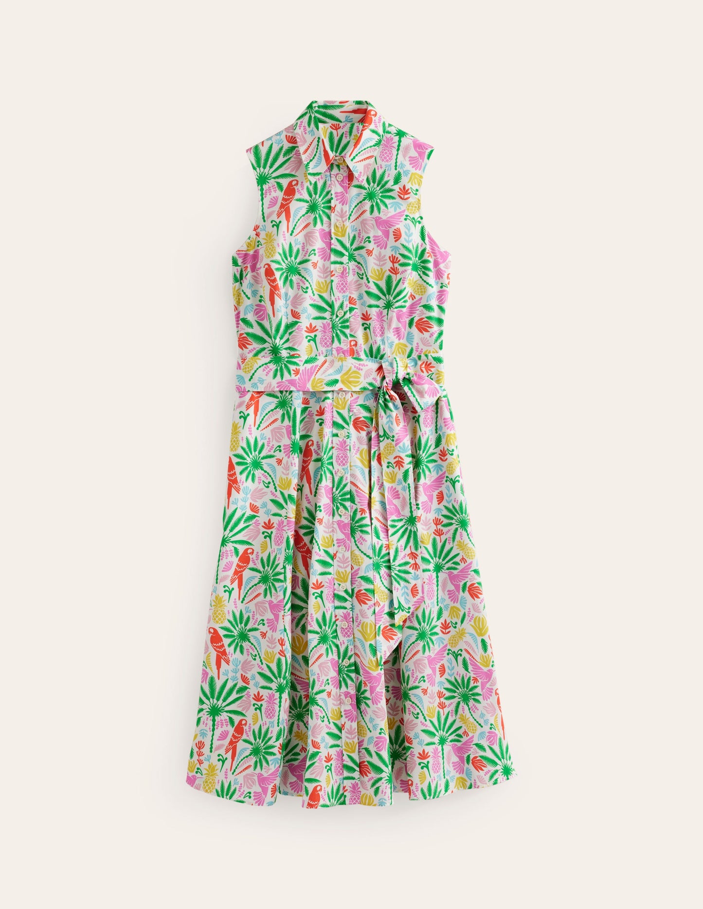 Amy Sleeveless Shirt Dress-Multi, Tropical Paradise