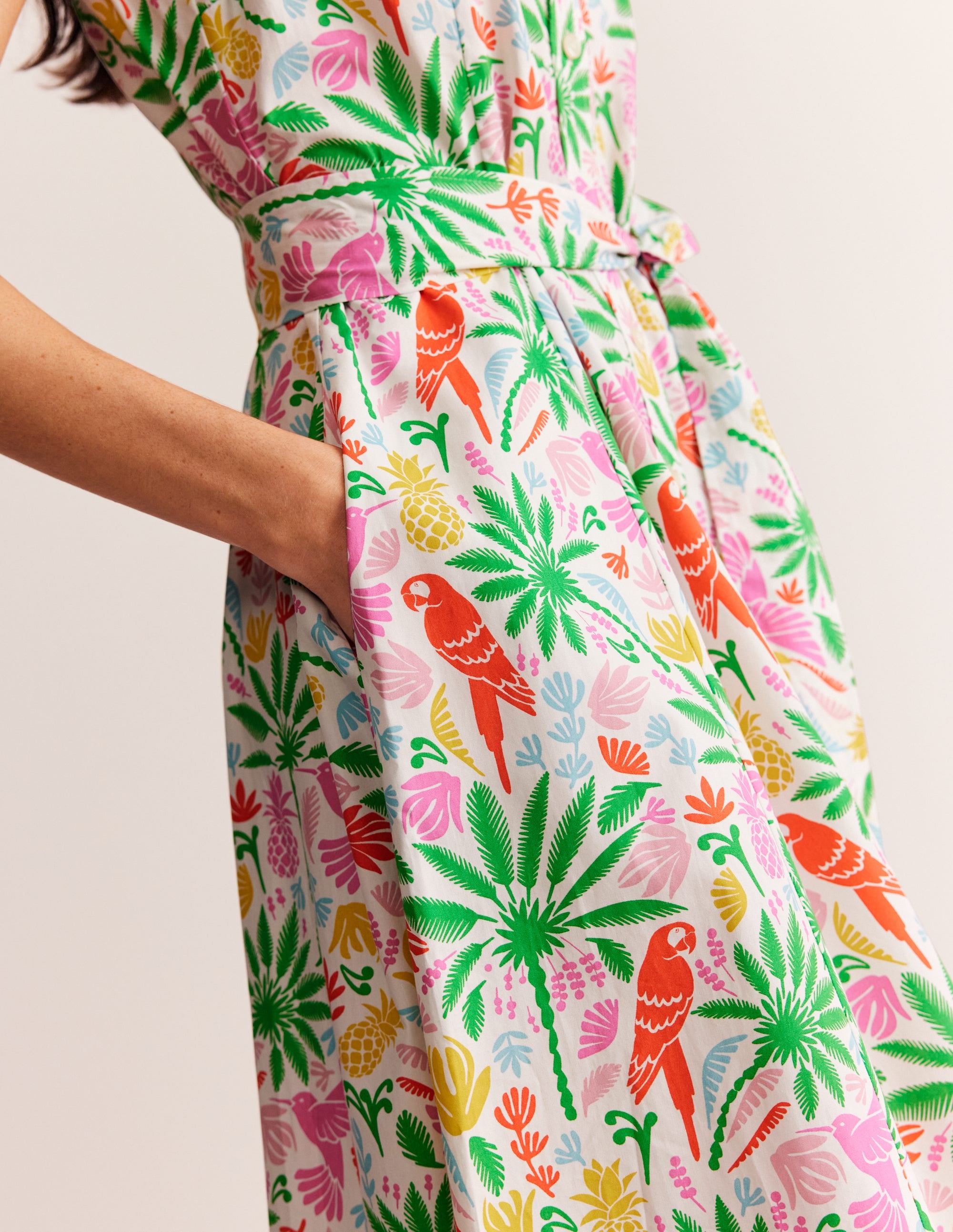 Amy Sleeveless Shirt Dress-Multi, Tropical Paradise - Image 2