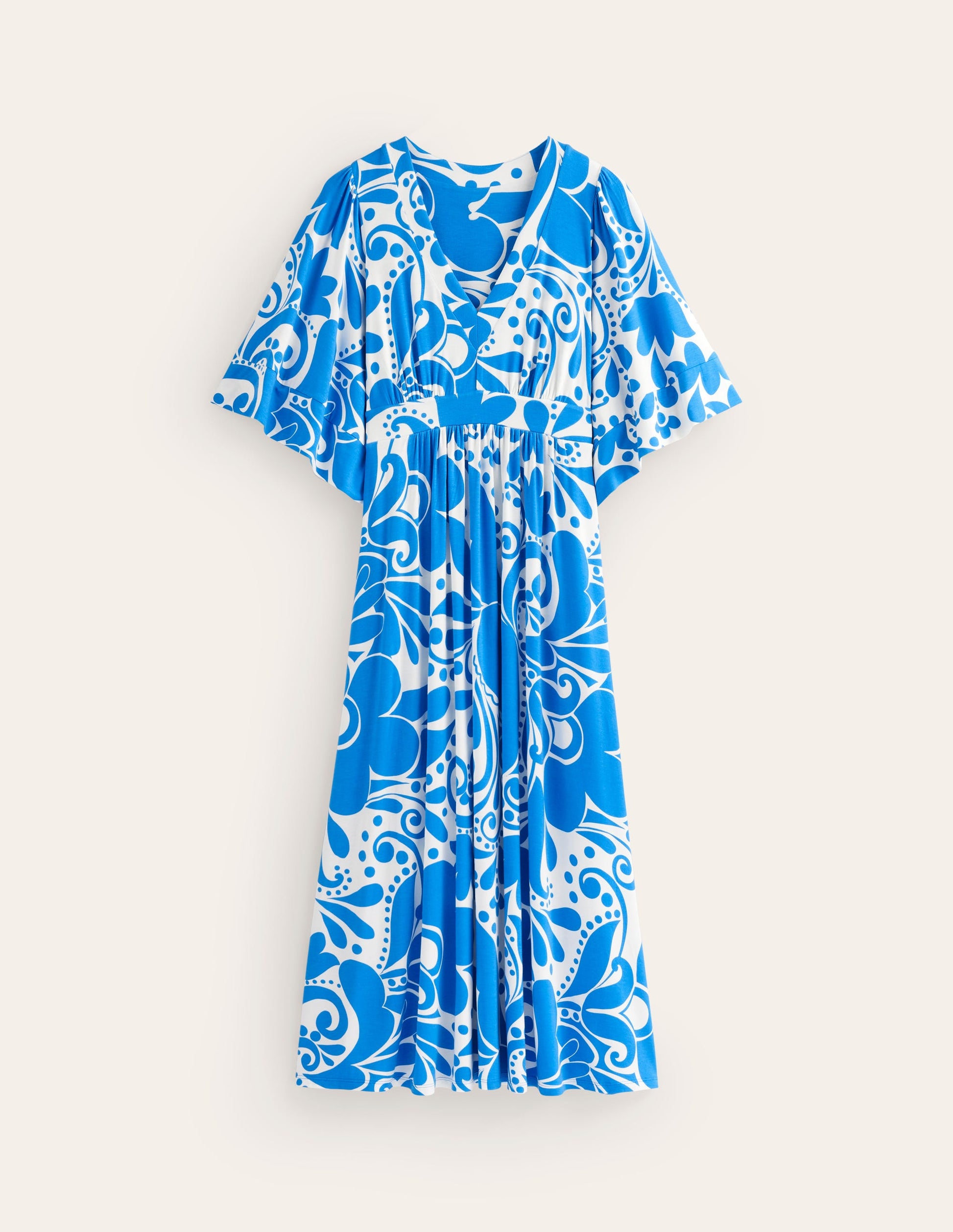 Maya Kimono Jersey Maxi Dress-Indigo Bunting, Ripple Swirl-5