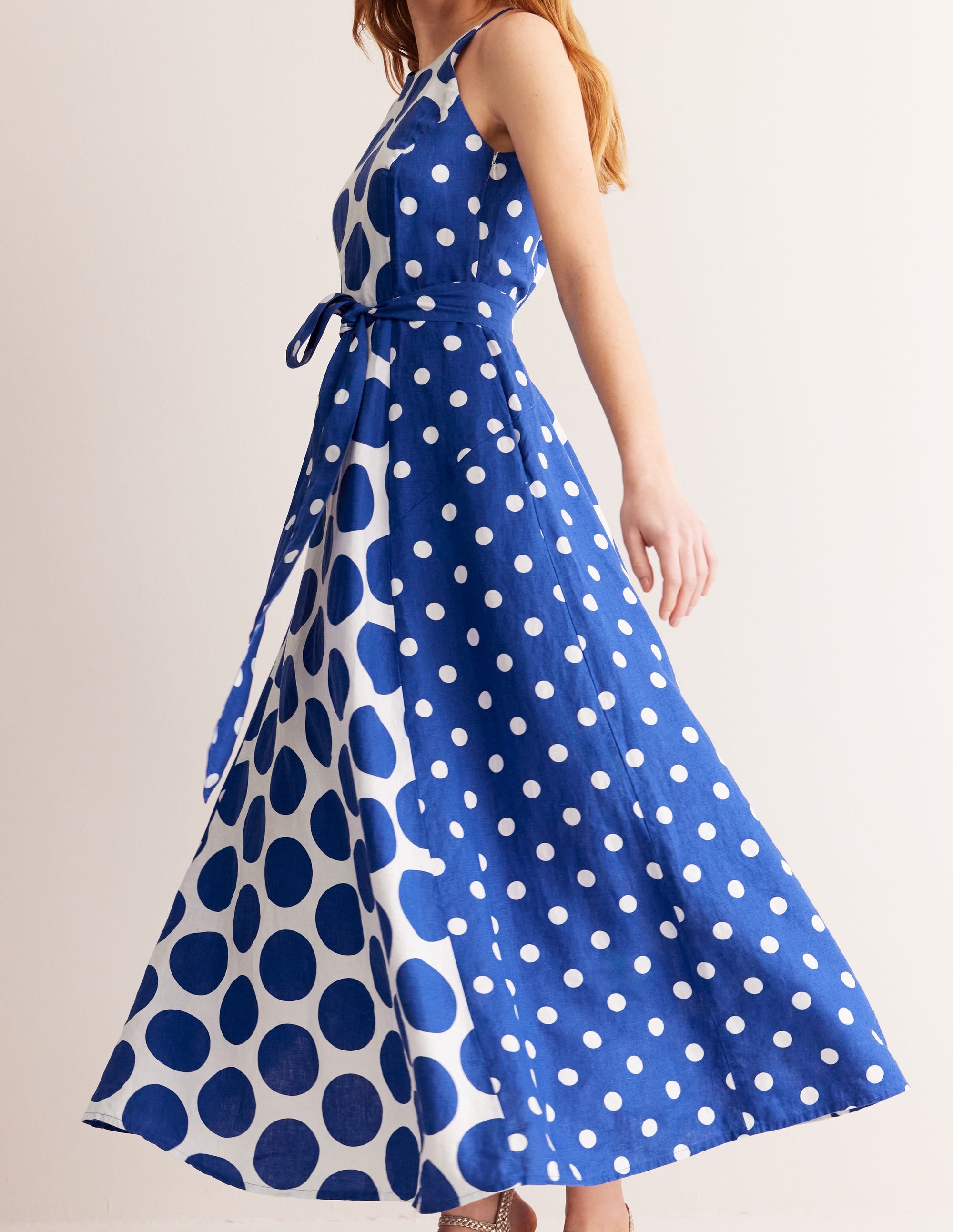 Linen Maxi Halter Dress-Surf the Web, Spotted - Image 2