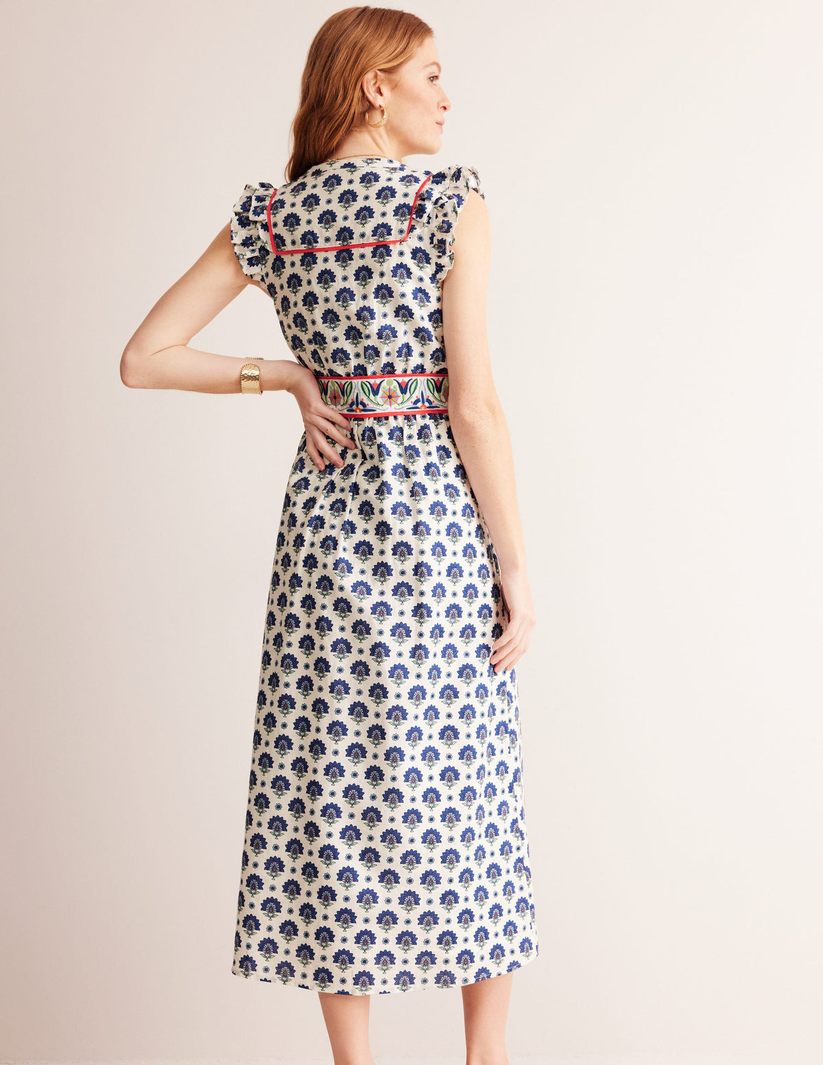 Frill Embroidered Midi Dress-Surf The Web, Passion Geo-3