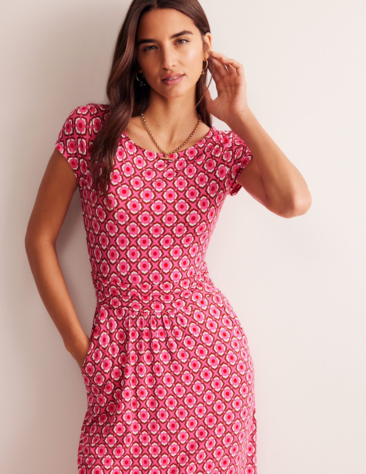 Amelie Jersey Midi Dress-Sangria Sunset, Geo Pome - Image 1