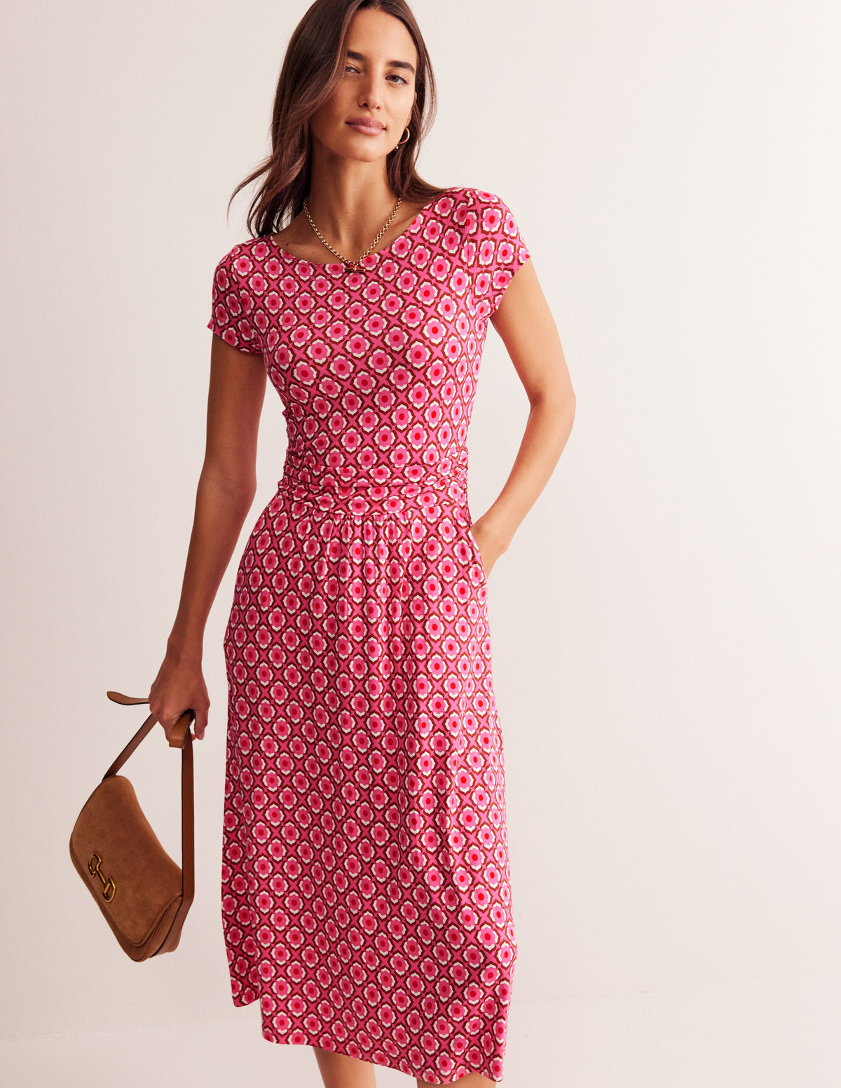 Amelie Jersey Midi Dress-Sangria Sunset, Geo Pome - Image 2