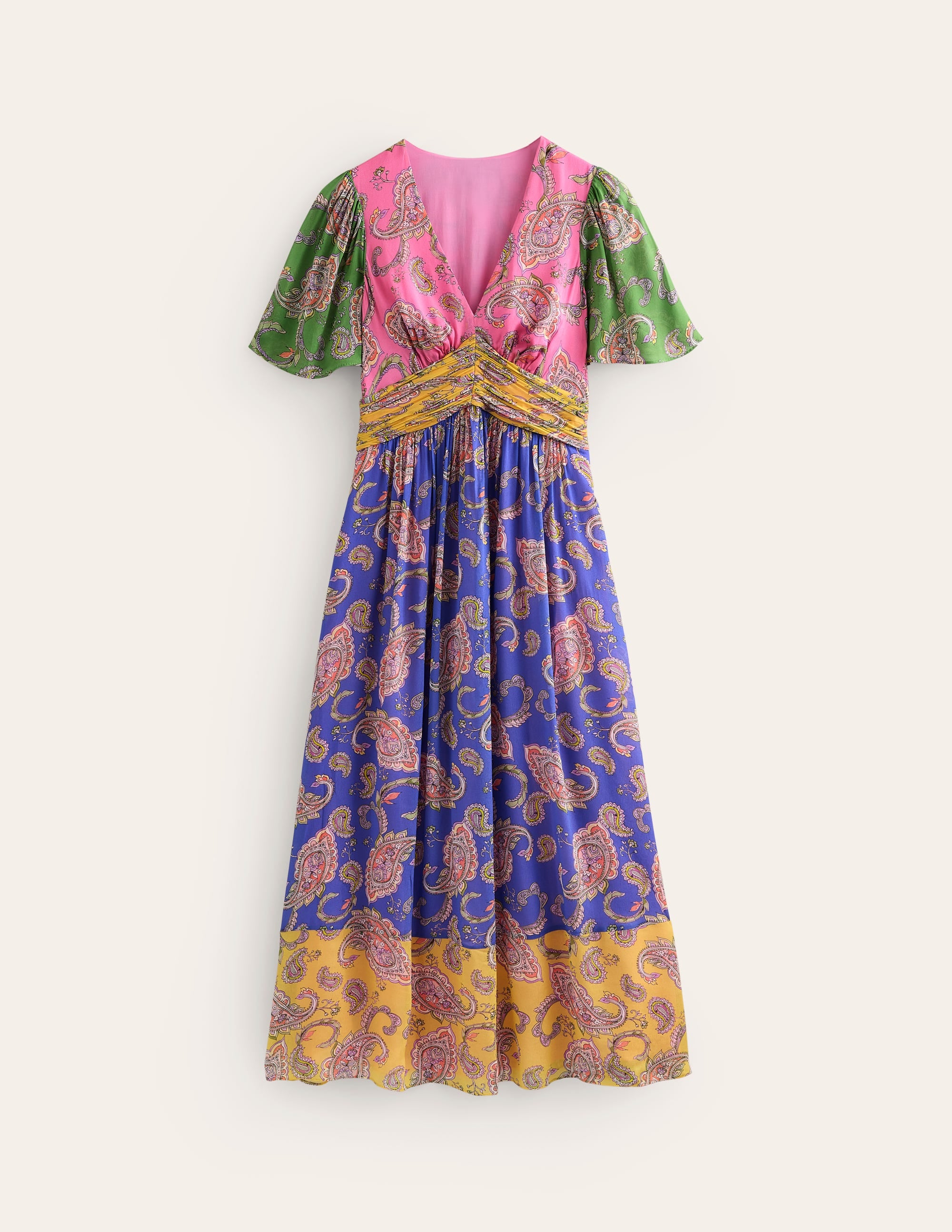 Empire Ruched Maxi Dress-Cashmere Rose, Wild Paisley - Image 6