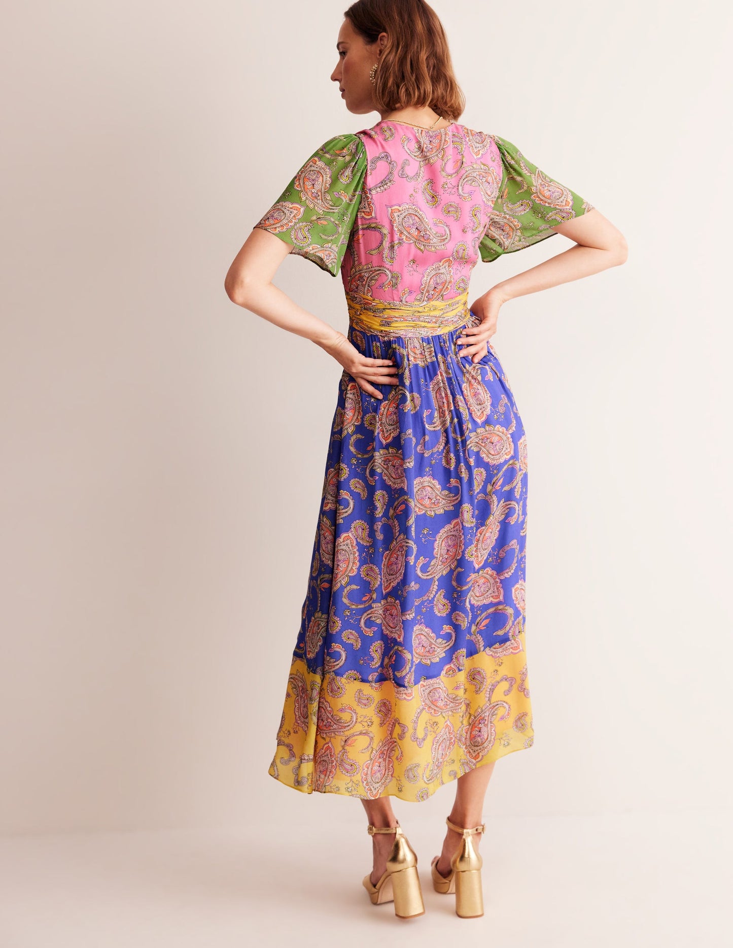 Empire Ruched Maxi Dress-Cashmere Rose, Wild Paisley