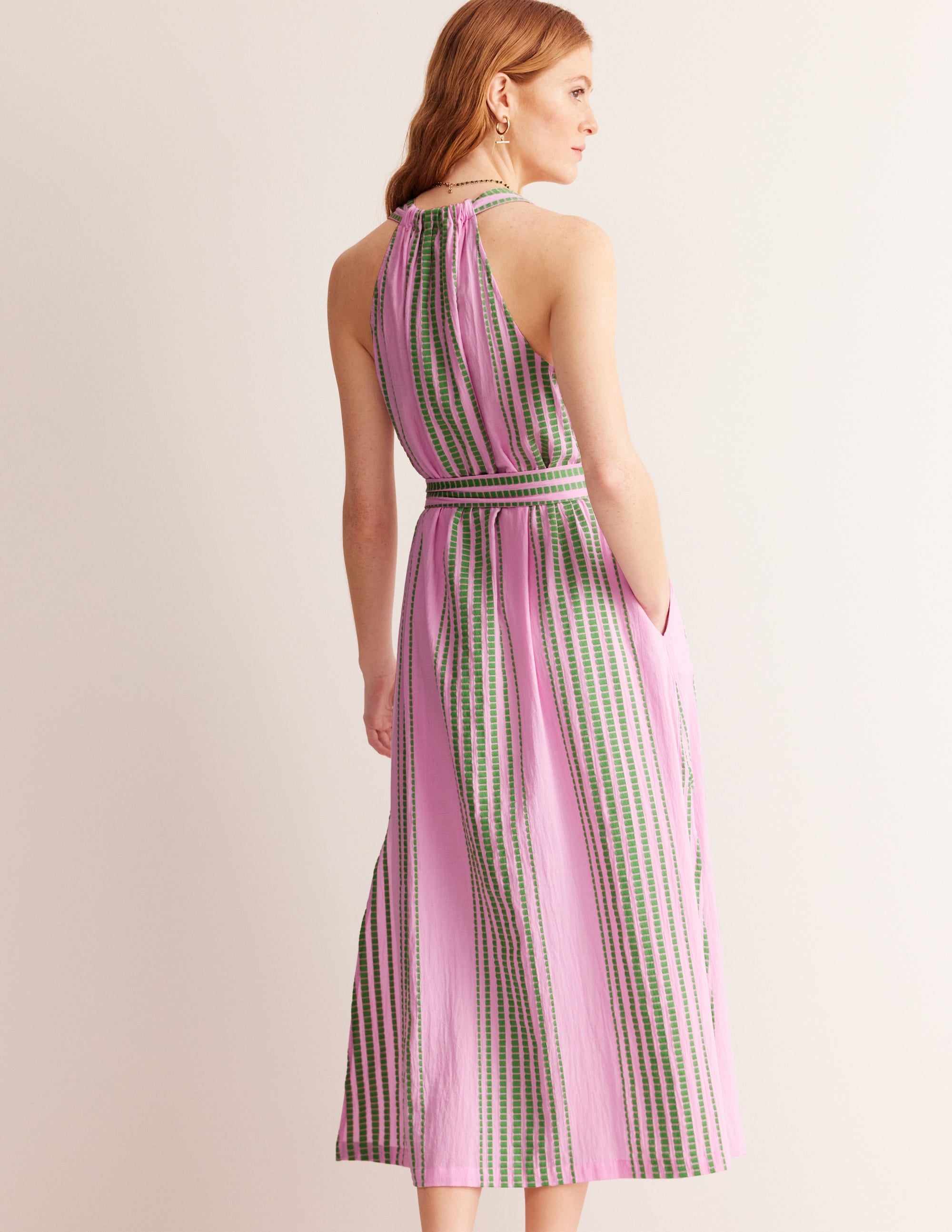 Jacquard Beach Dress-Green and Pink Jacquard - Image 3