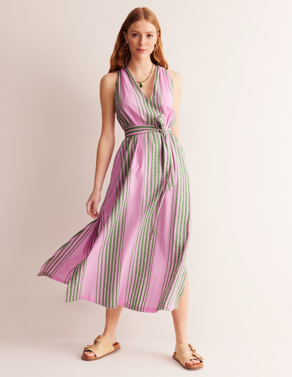 Jacquard Beach Dress-Green and Pink Jacquard - Image 4