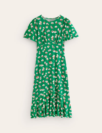 Felicity Jersey Midi Tea Dress-Green, Botanical Petal-5