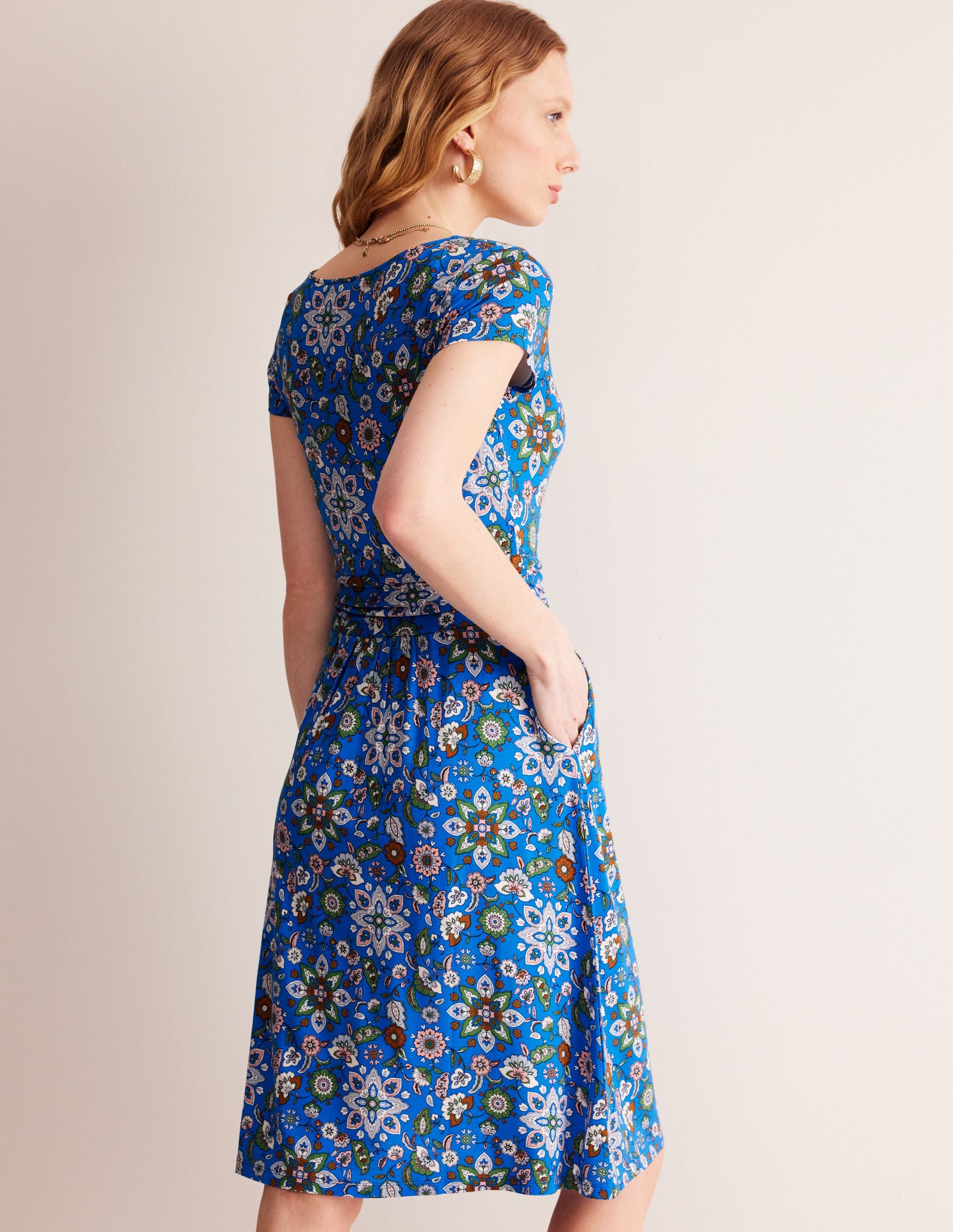 Amelie Jersey Dress-Indigo, Botanical Sprig-3
