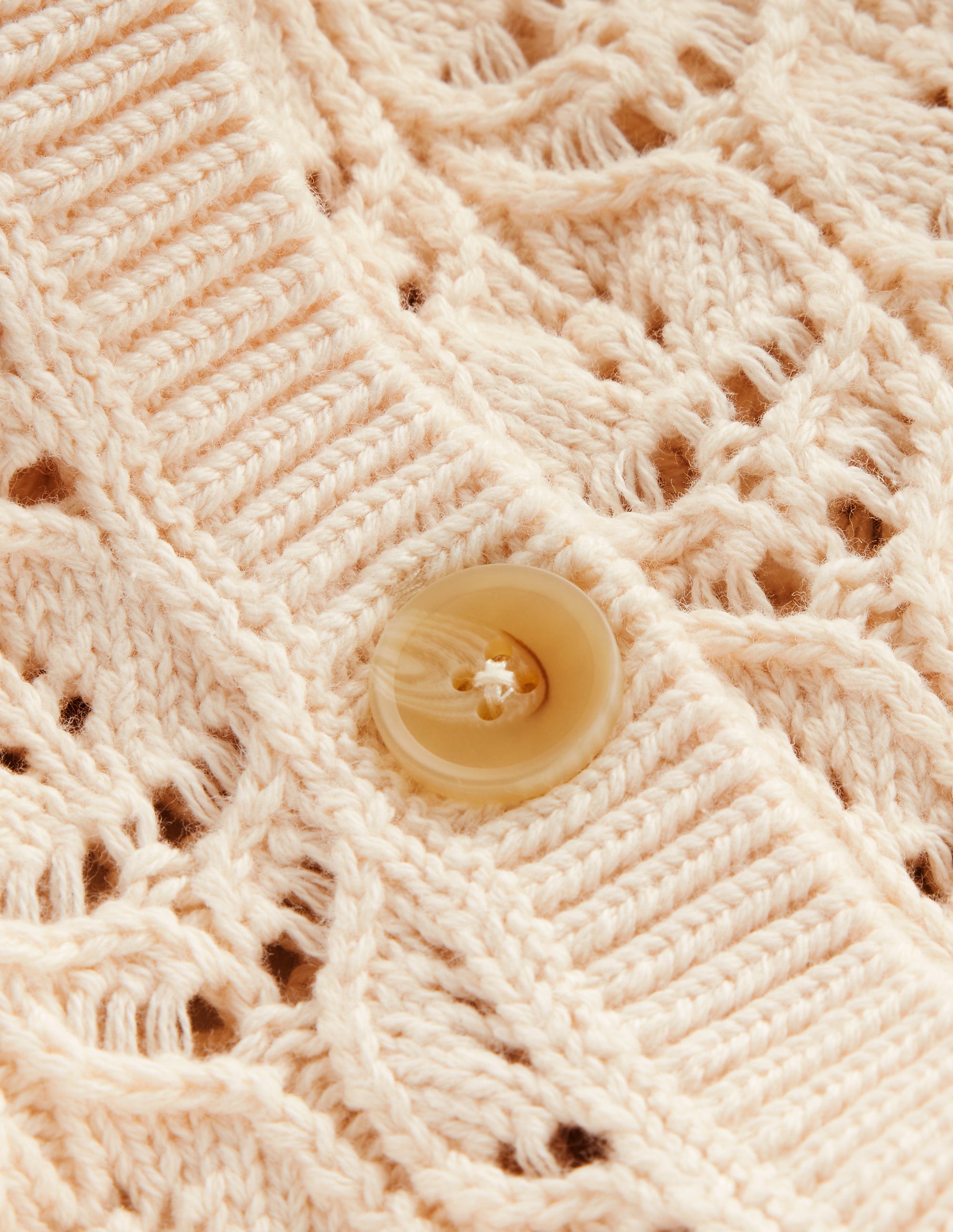 Short Sleeve Crochet Cardigan-Warm Ivory - Image 6