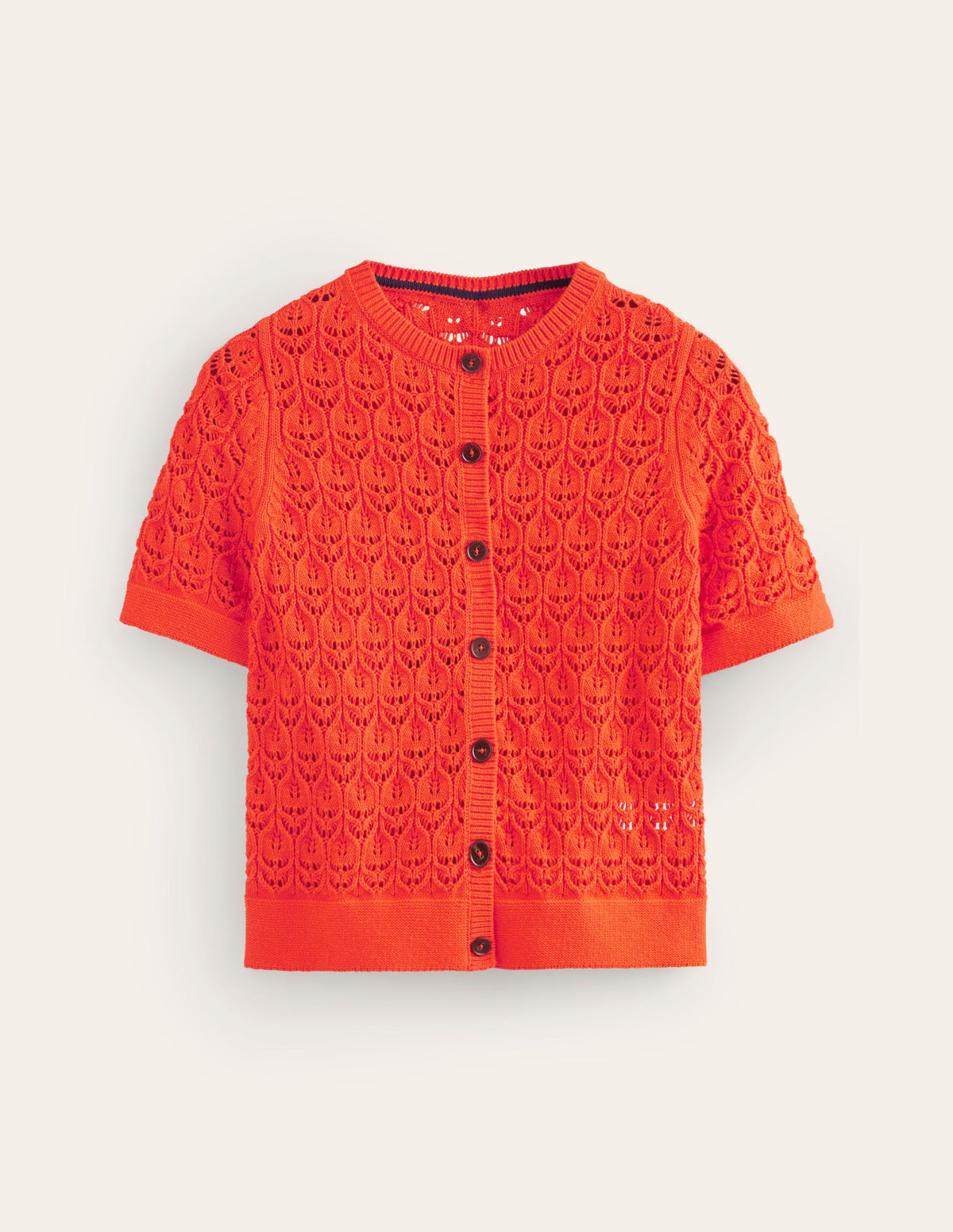 Short Sleeve Crochet Cardigan-Gladioli Orange-5