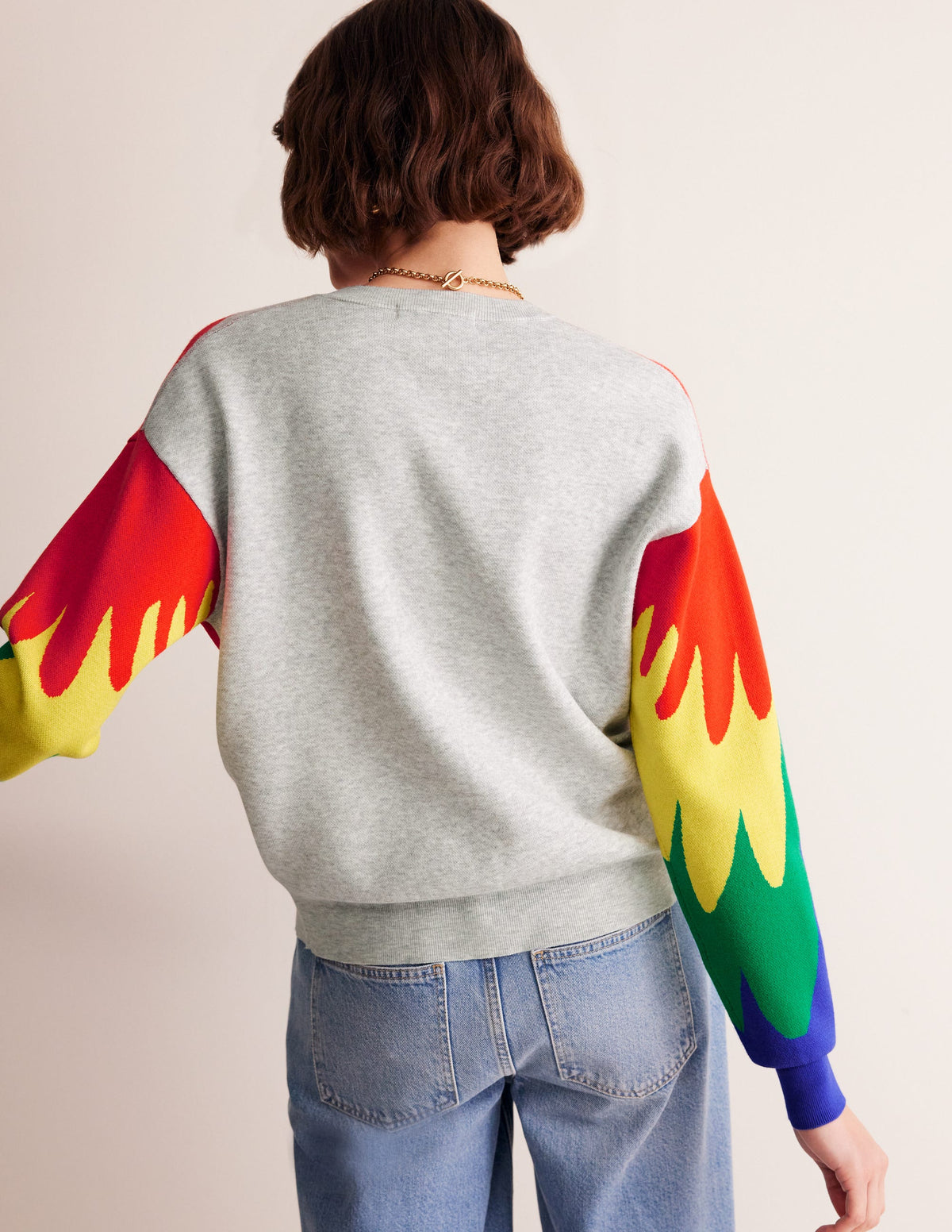Novelty Knitted Cardigan-Pale Grey Melange, Parrots - Image 3