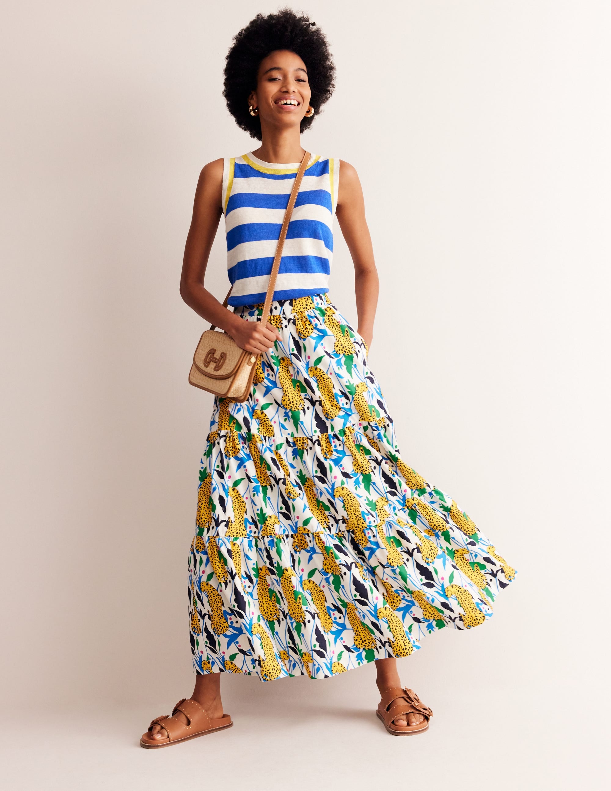 Lorna Tiered Maxi Skirt-Multi, Leopard Vine - Image 1