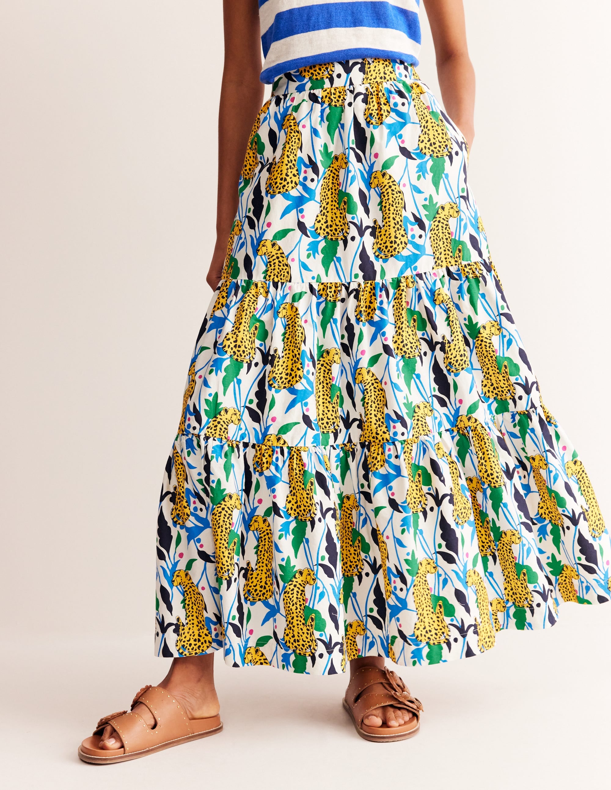 Lorna Tiered Maxi Skirt-Multi, Leopard Vine - Image 4