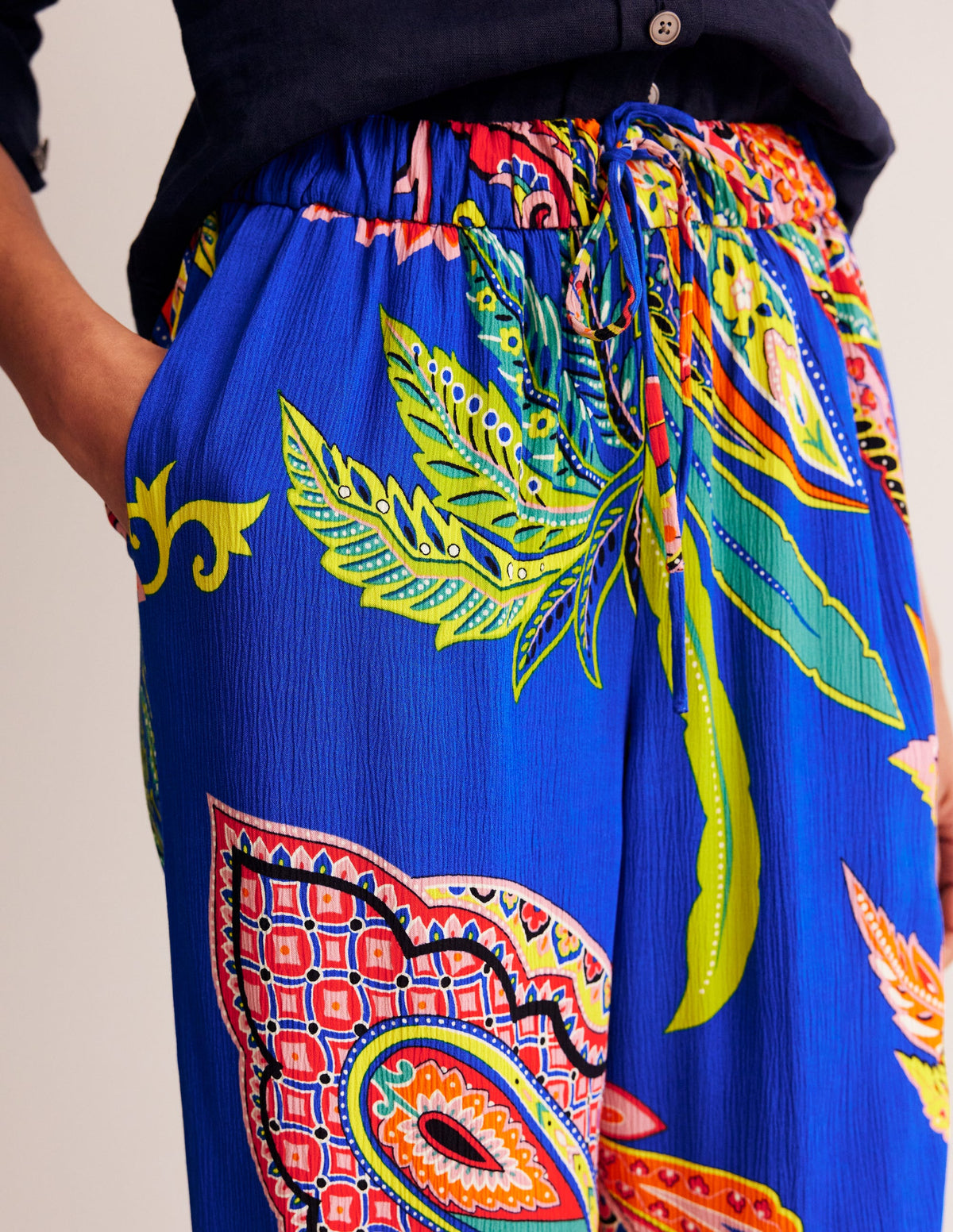 Crinkle Tapered Pants-Multi, Painterly Paisley - Image 2