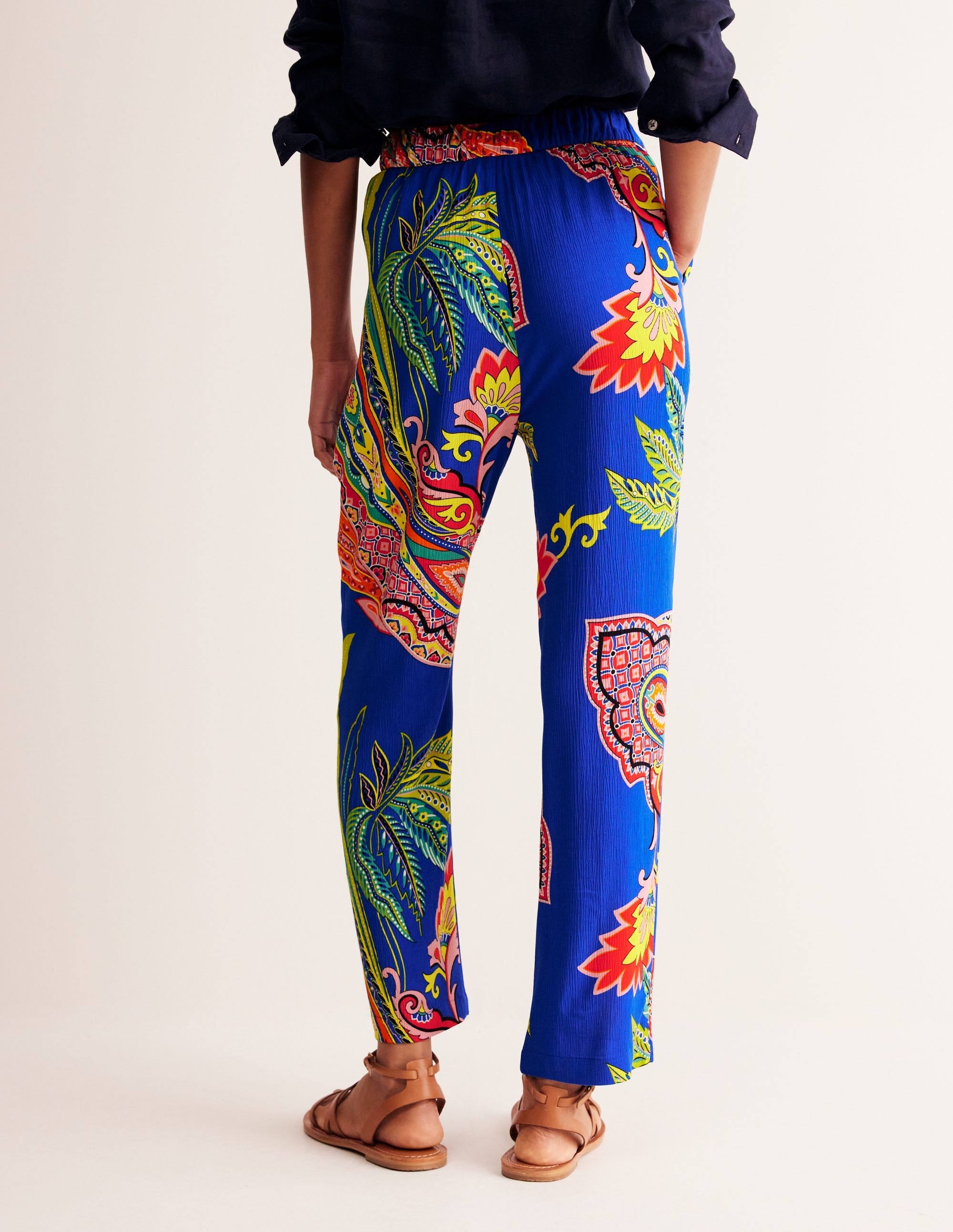 Crinkle Tapered Pants-Multi, Painterly Paisley - Image 3