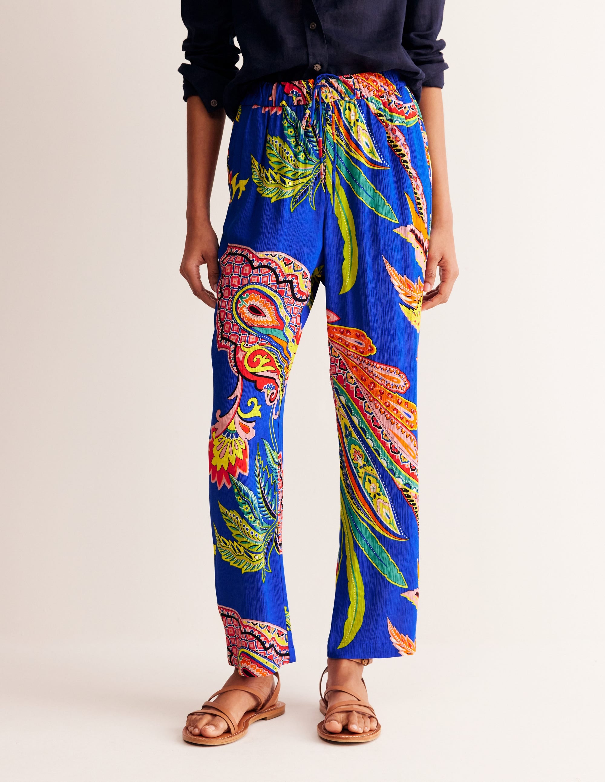 Crinkle Tapered Pants-Multi, Painterly Paisley - Image 4