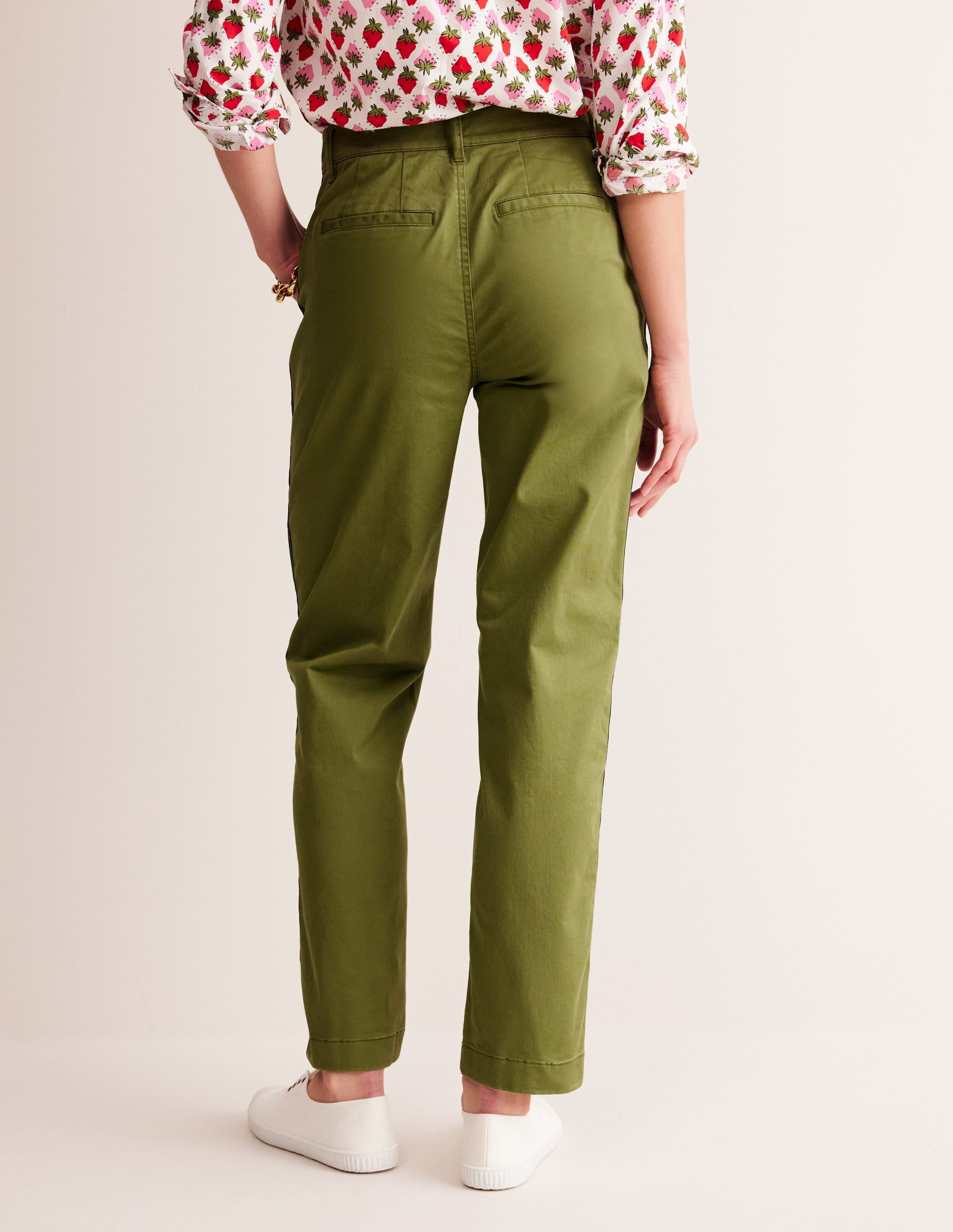 Barnsbury Chino Pants-Khaki Navy Side Stripe - Image 3