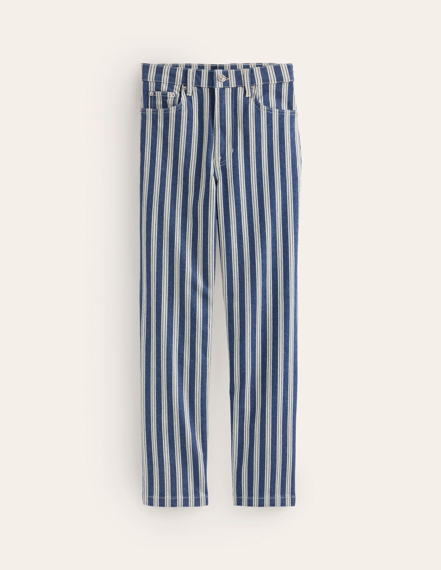 Striped Straight Jeans-Navy Stripe