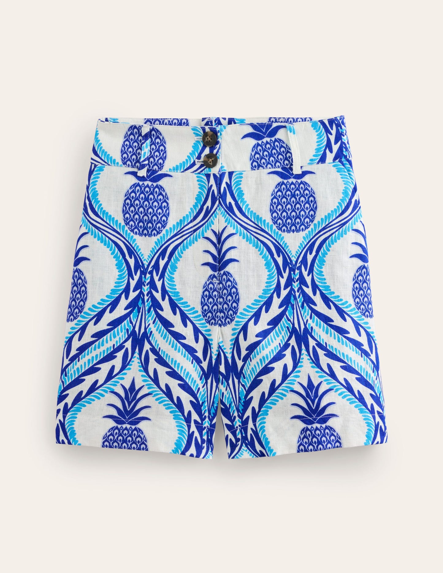 Westbourne Linen Shorts-Surf the web, pineapple wave