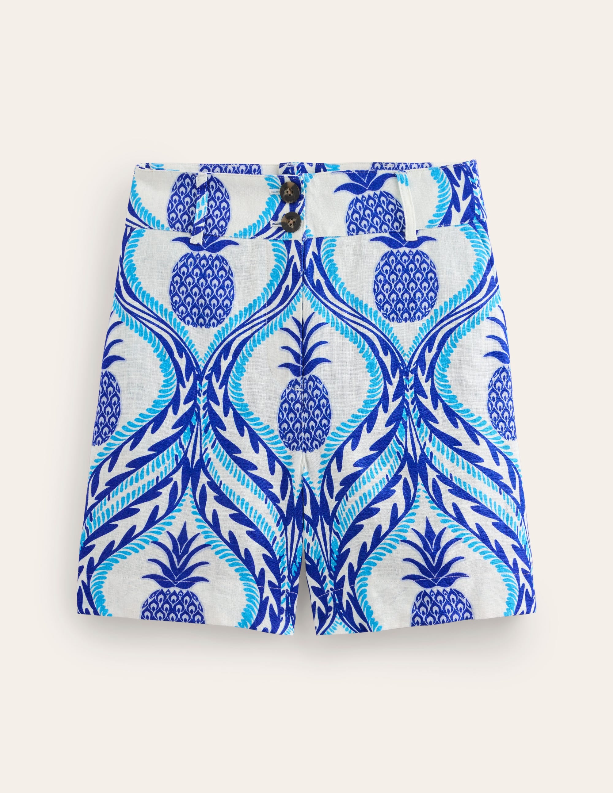 Westbourne Linen Shorts-Surf the web, pineapple wave - Image 6