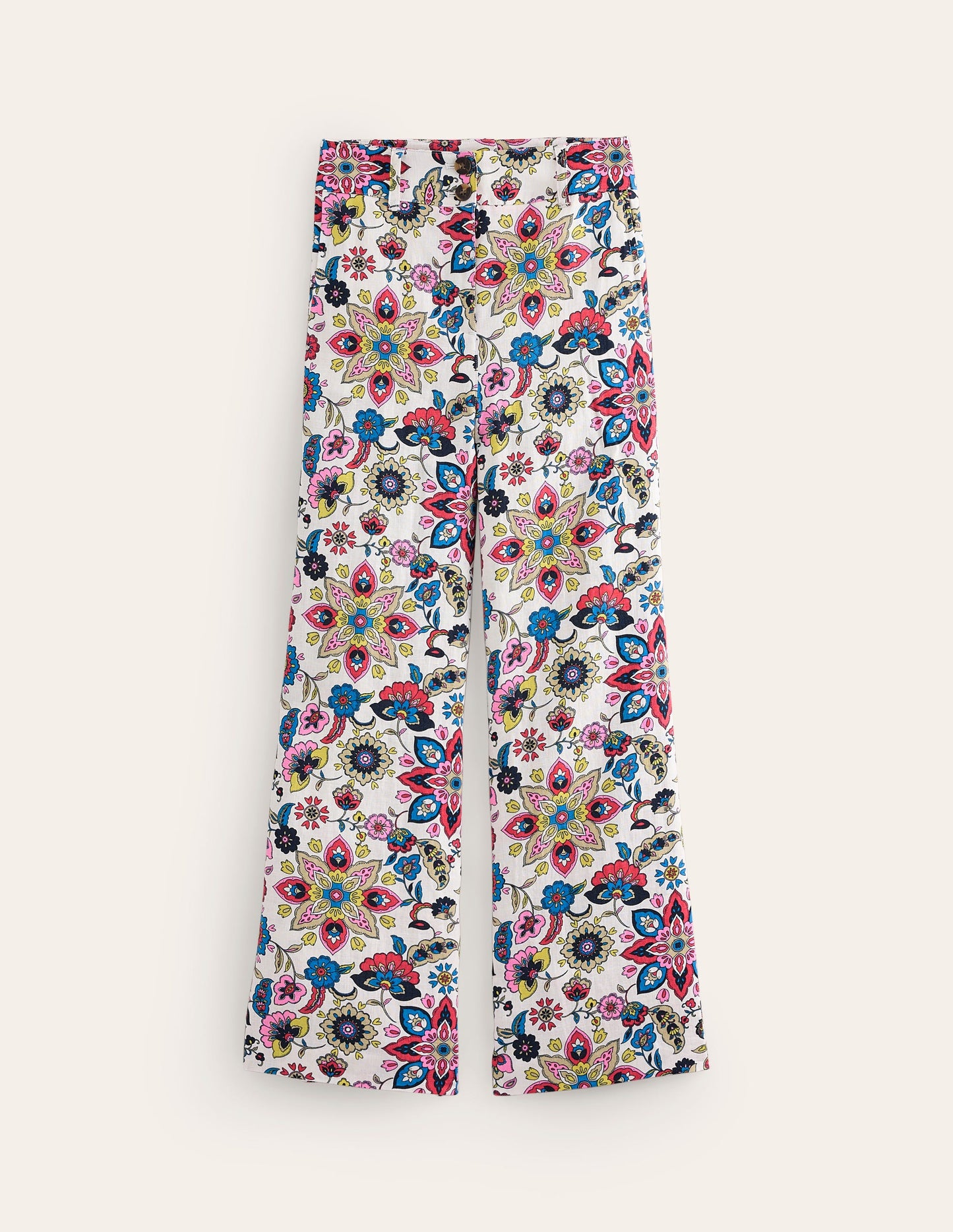 Westbourne Linen Pants-Ivory, Botanical Sprig