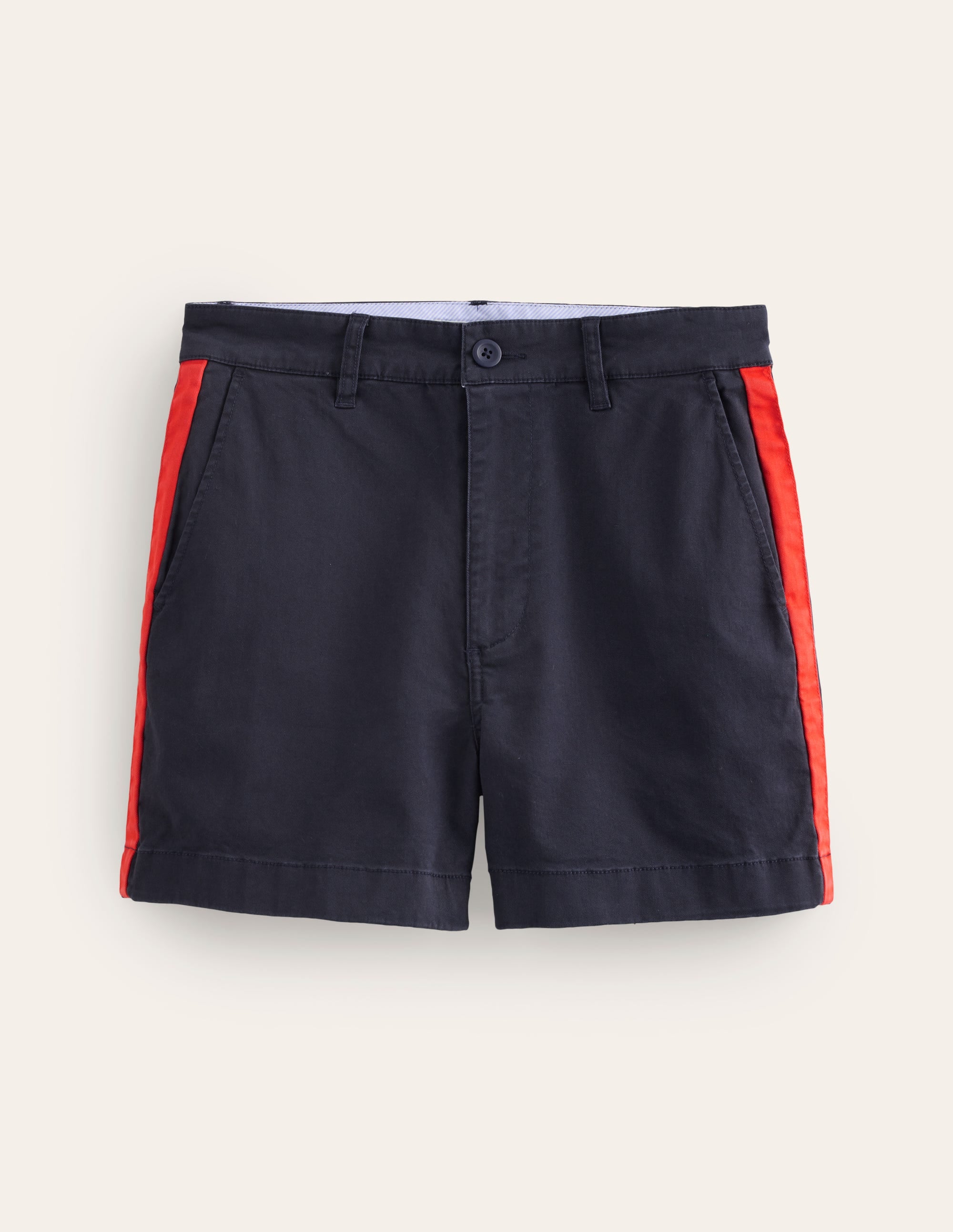 Barnsbury Chino Shorts-Navy, Red Side Stripe - Image 5