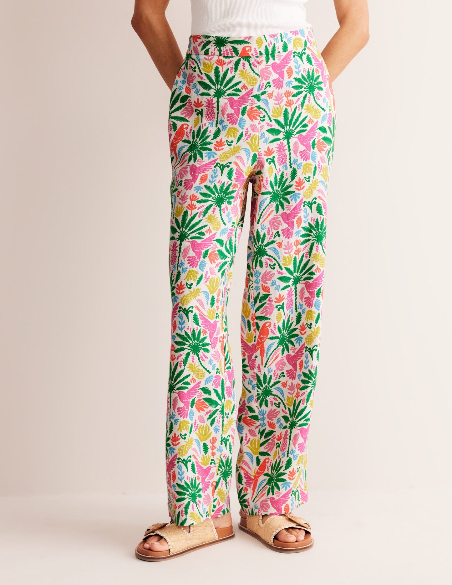 Hampstead Linen Pants-Multi, Tropical Paradise