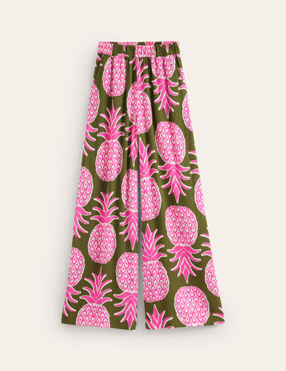 Crinkle Wide Pants-Avocado, Pineapple Pop