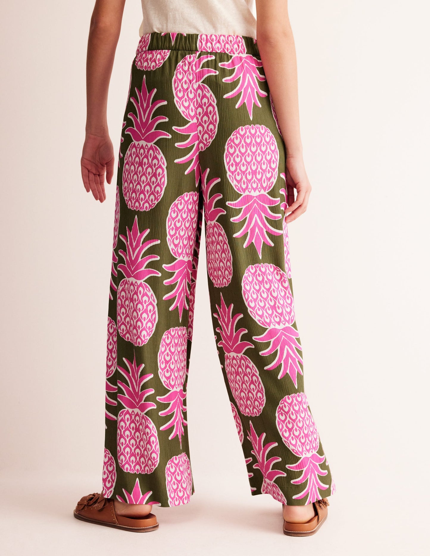 Crinkle Wide Pants-Avocado, Pineapple Pop