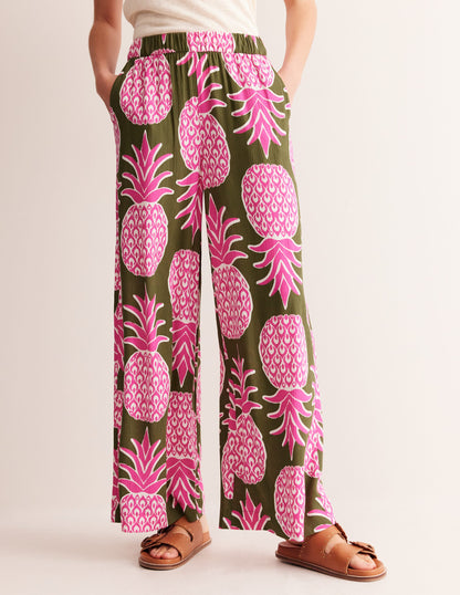 Crinkle Wide Pants-Avocado, Pineapple Pop